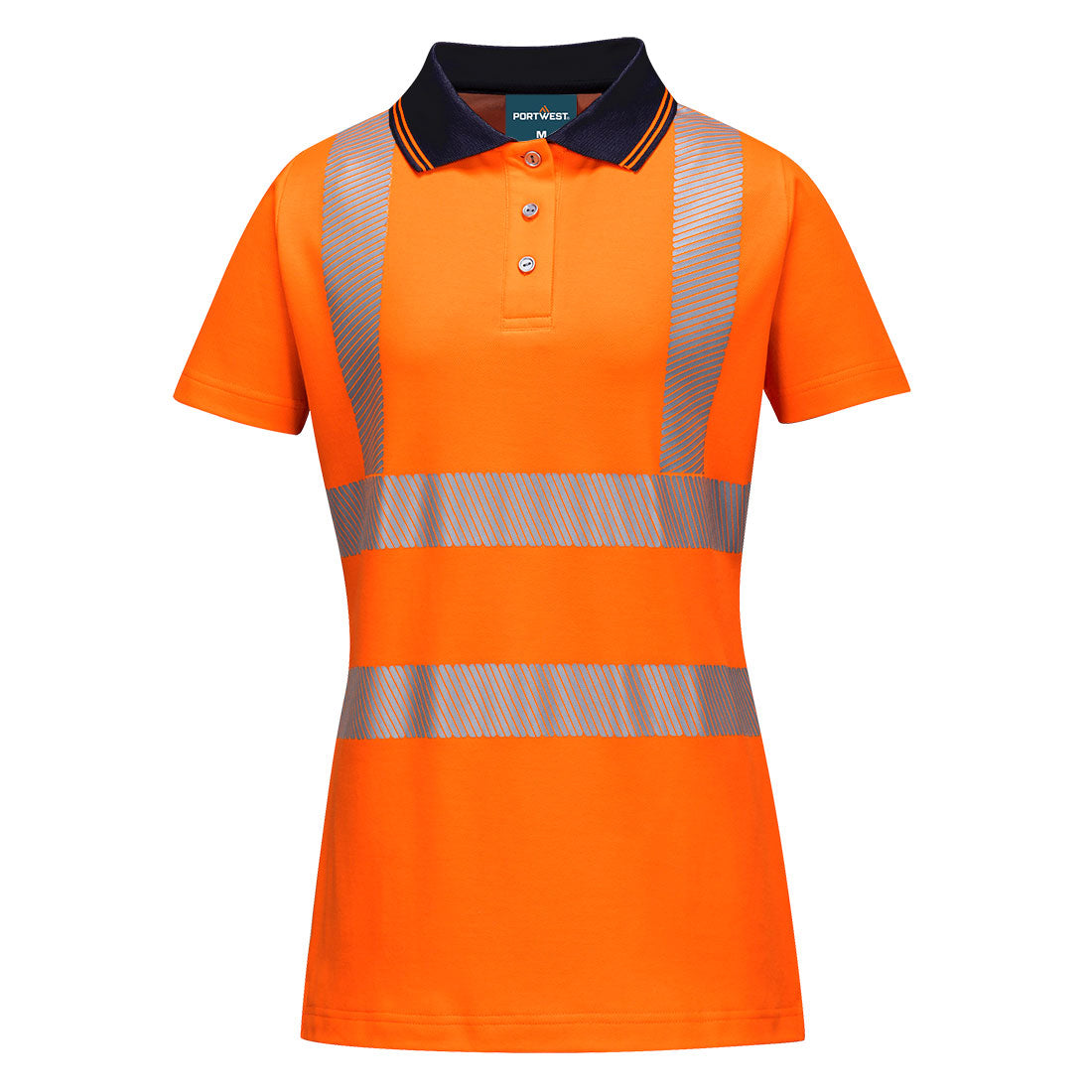 Hi-Vis Women's Cotton Comfort Pro Polo Shirt S/S - Orange/Black