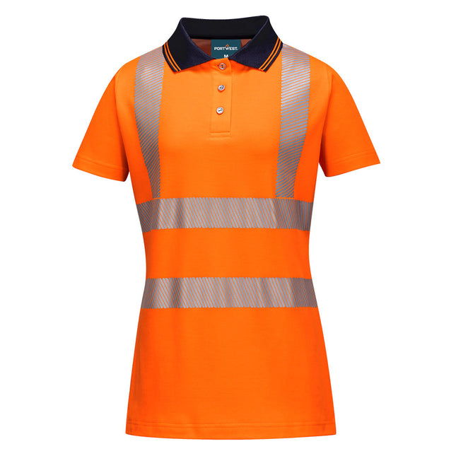Hi-Vis Women's Cotton Comfort Pro Polo Shirt S/S - Orange/Black