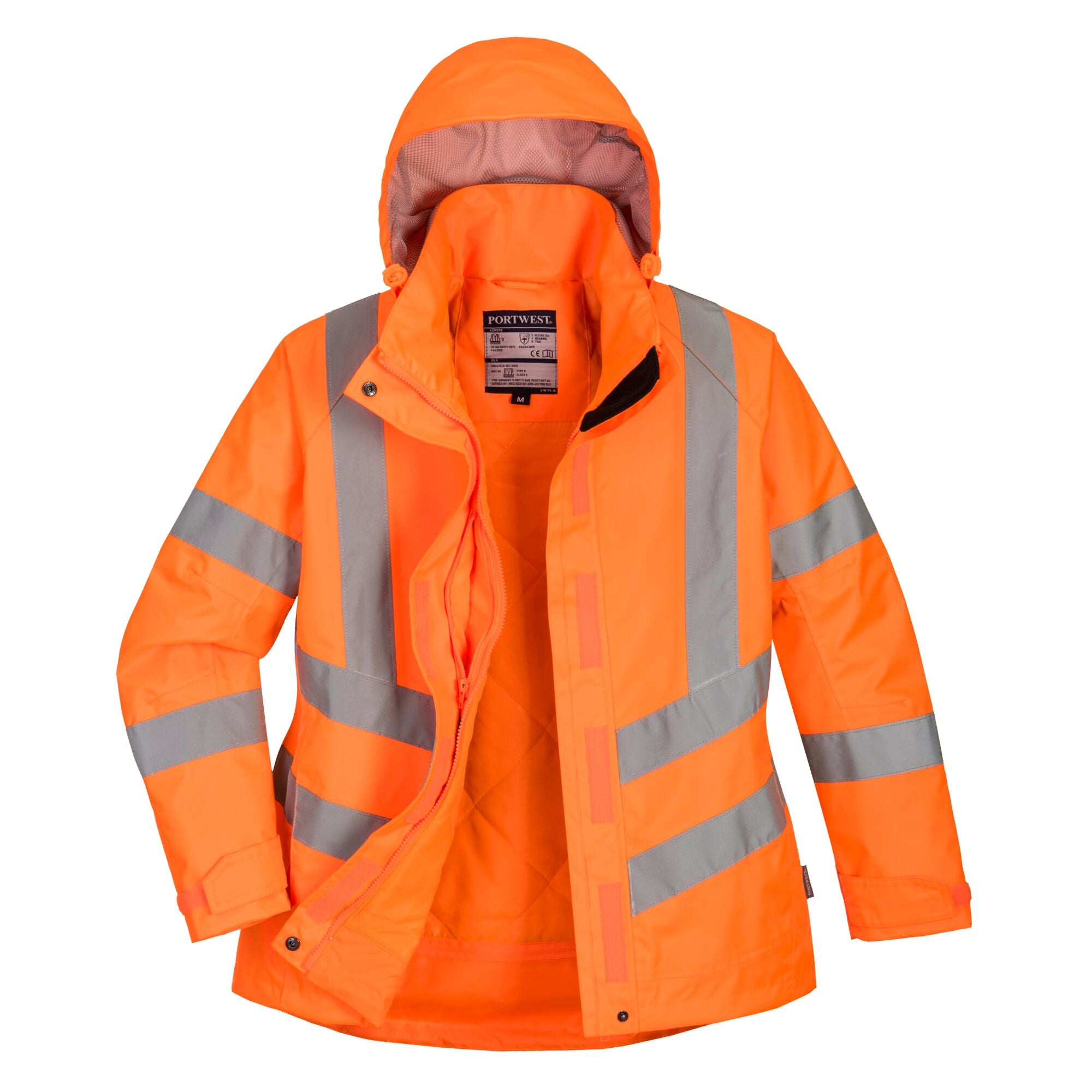 Dames Hi-Vis Winterjack - Oranje - opname 4