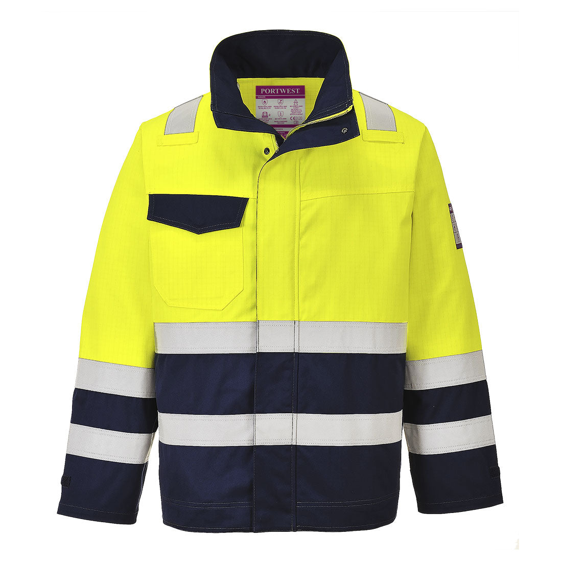 Modaflame Work Hi-Vis Multi-Norm Contrast FR Jacket - Yellow/Navy