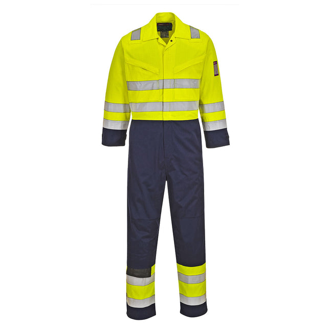 Modaflame Work Hi-Vis Multi-Norm Contrast FR Coverall - Yellow/Navy Tall