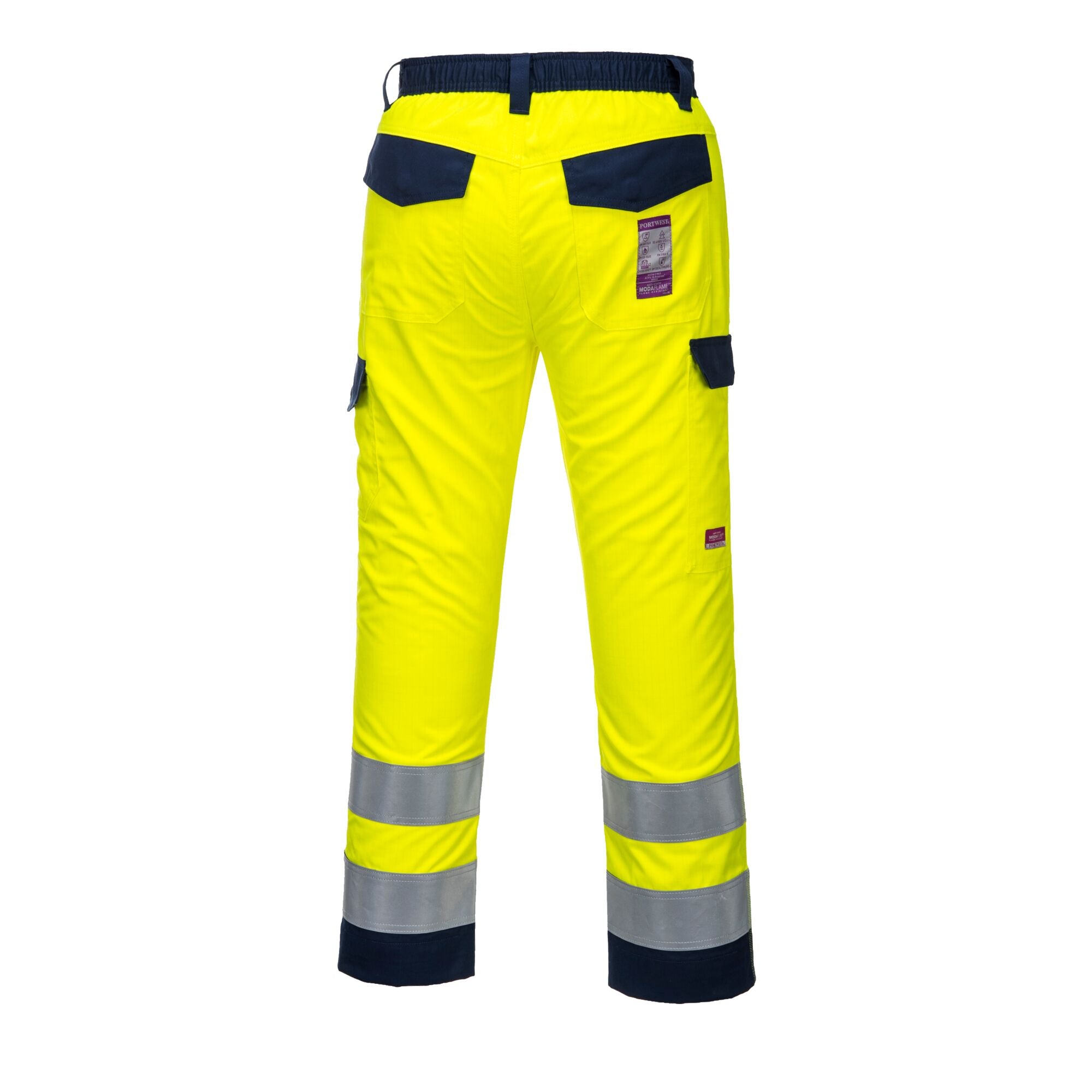 Hi-Vis Modaflame Broek MV46 - Geel/Marine - achterkant