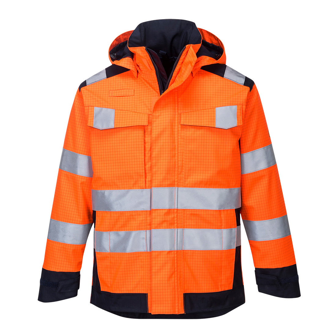 Modaflame Rain+ Hi-Vis Multi-Norm Contrast FR Jacket - Orange/Navy