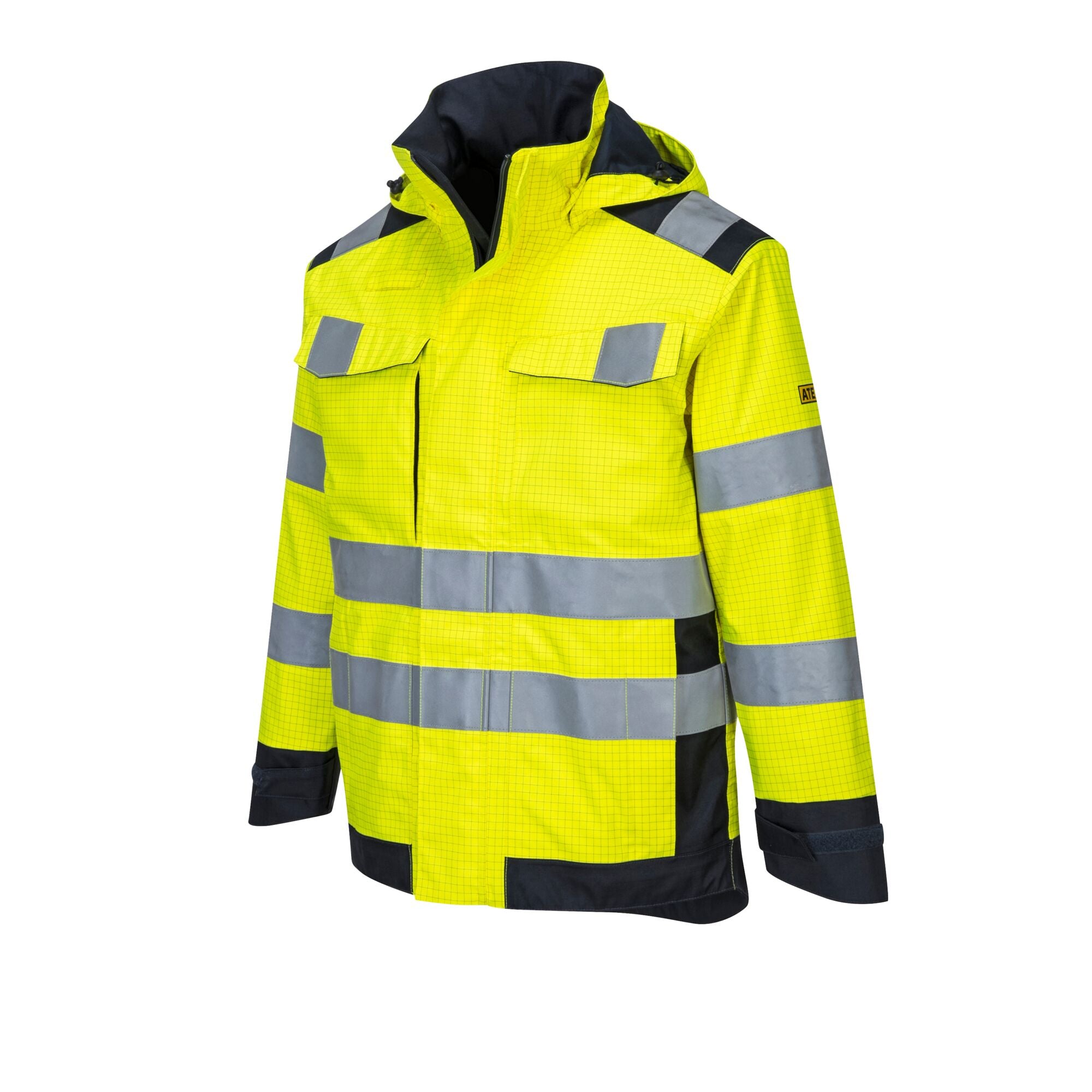 Modaflame Rain multinormen Arc jack - Geel/Marine - opname 2