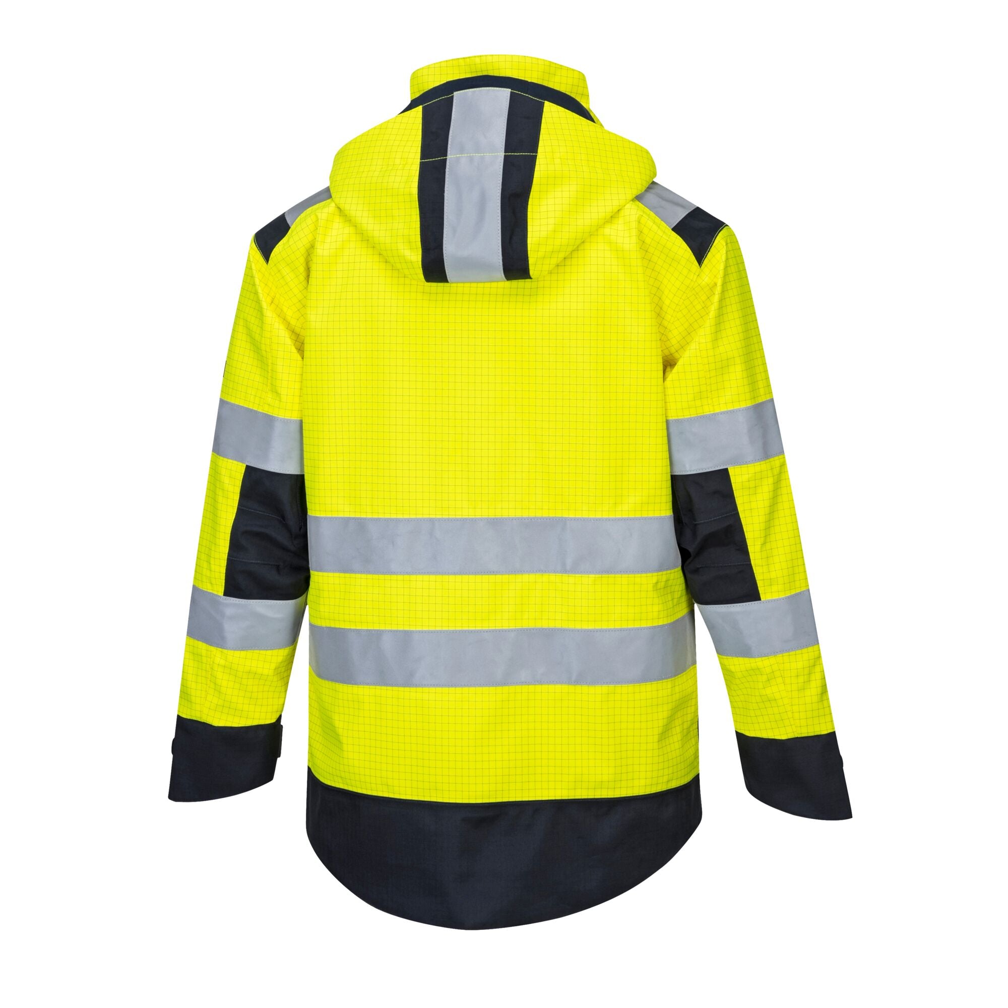 Modaflame Rain multinormen Arc jack - Geel/Marine - achterkant