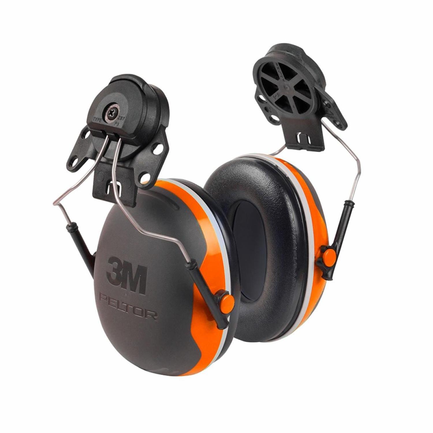 3M Peltor X4P3E helmet-mounted earmuffs, orange