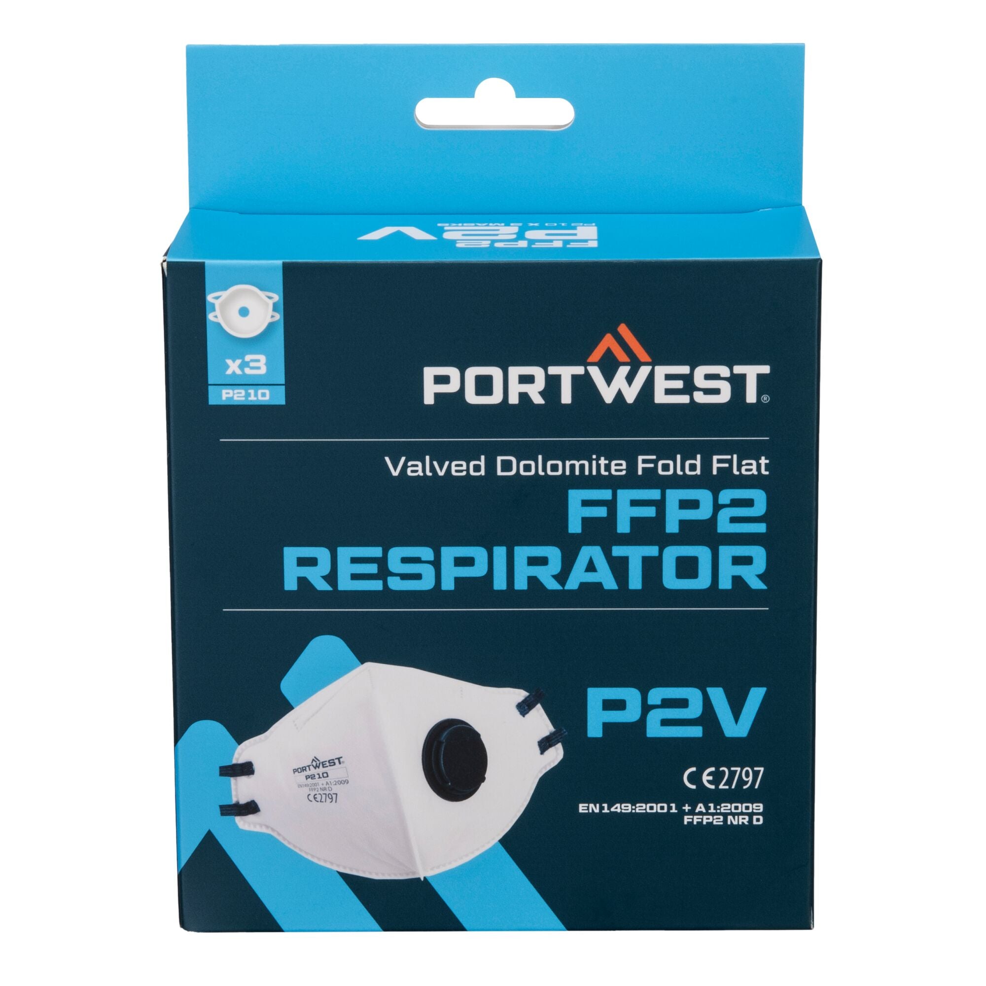 FFP2 Platgevouwen Dolomite Masker (PK3) P210 - Wit - opname 2