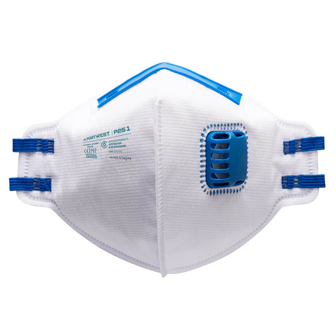 FFP2 Plat Gevouwen Masker met Ventiel (PK20) - White