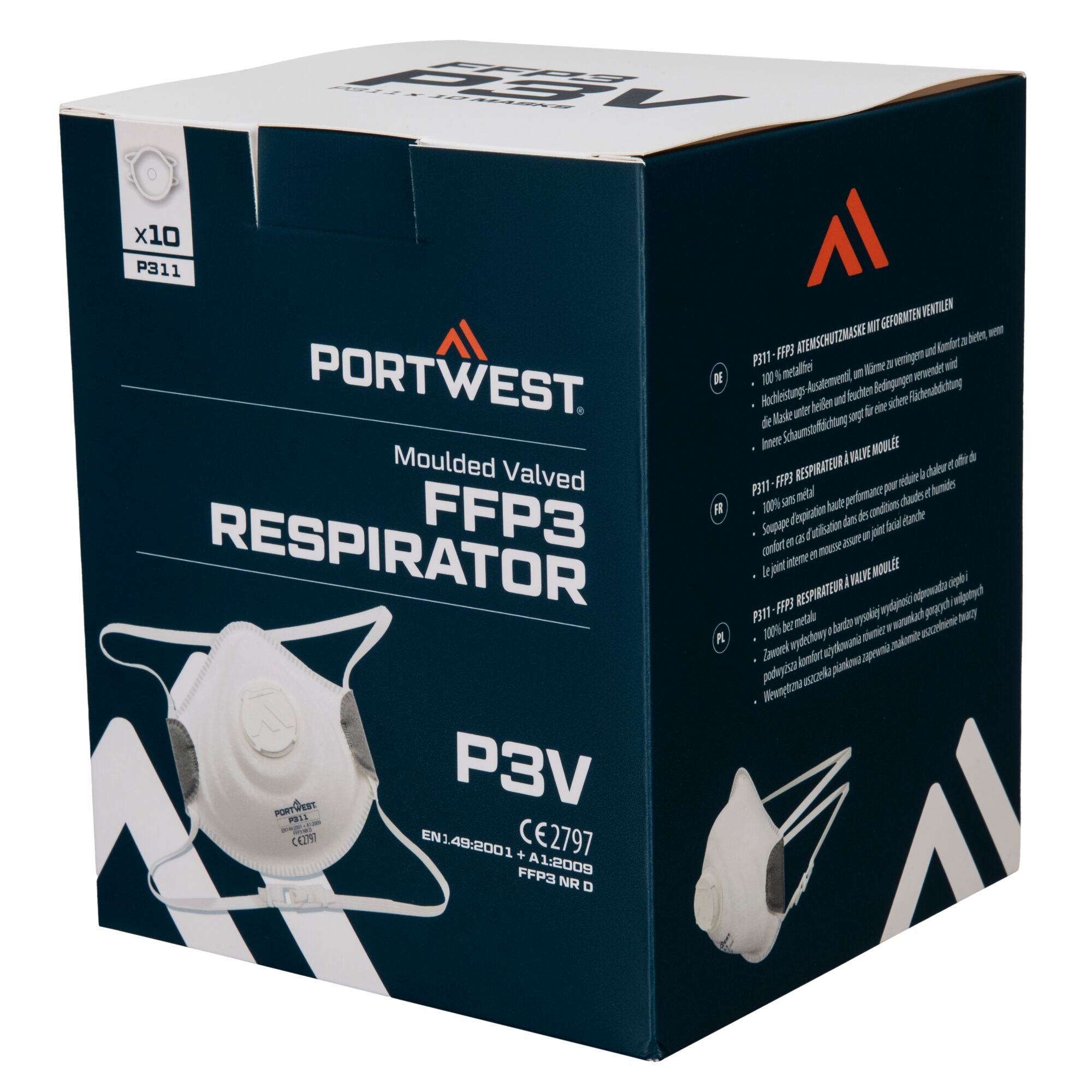 FFP3 Koolstof Masker met Ventiel (pk10) - Wit - opname 3