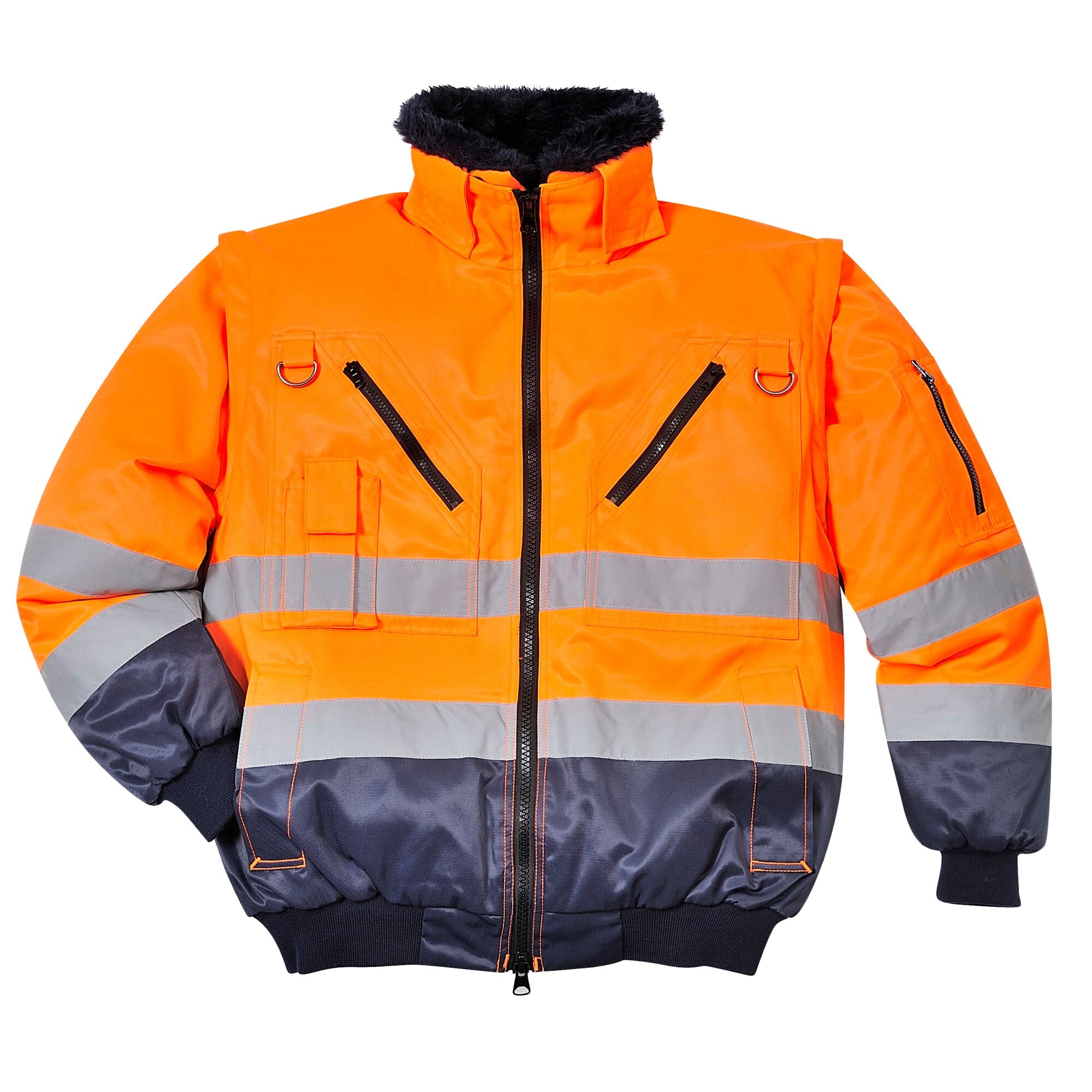 Hi-Vis 3-in-1 Pilotjack - Oranje/Marine - opname 2