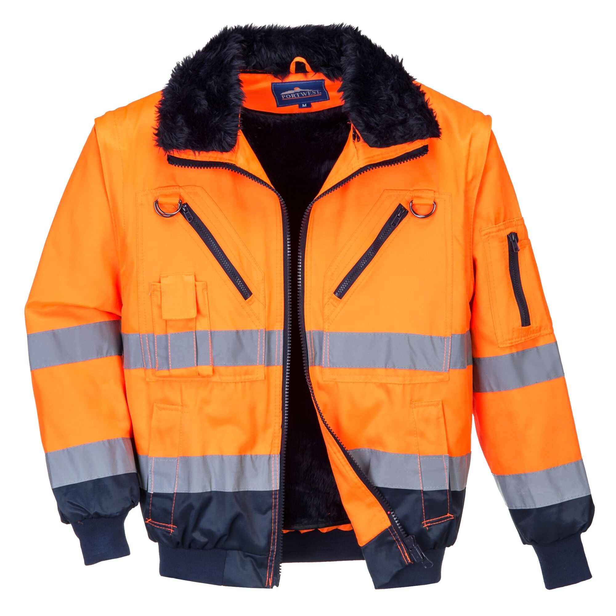 Hi-Vis 3-in-1 Pilotjack - Oranje/Marine - opname 3