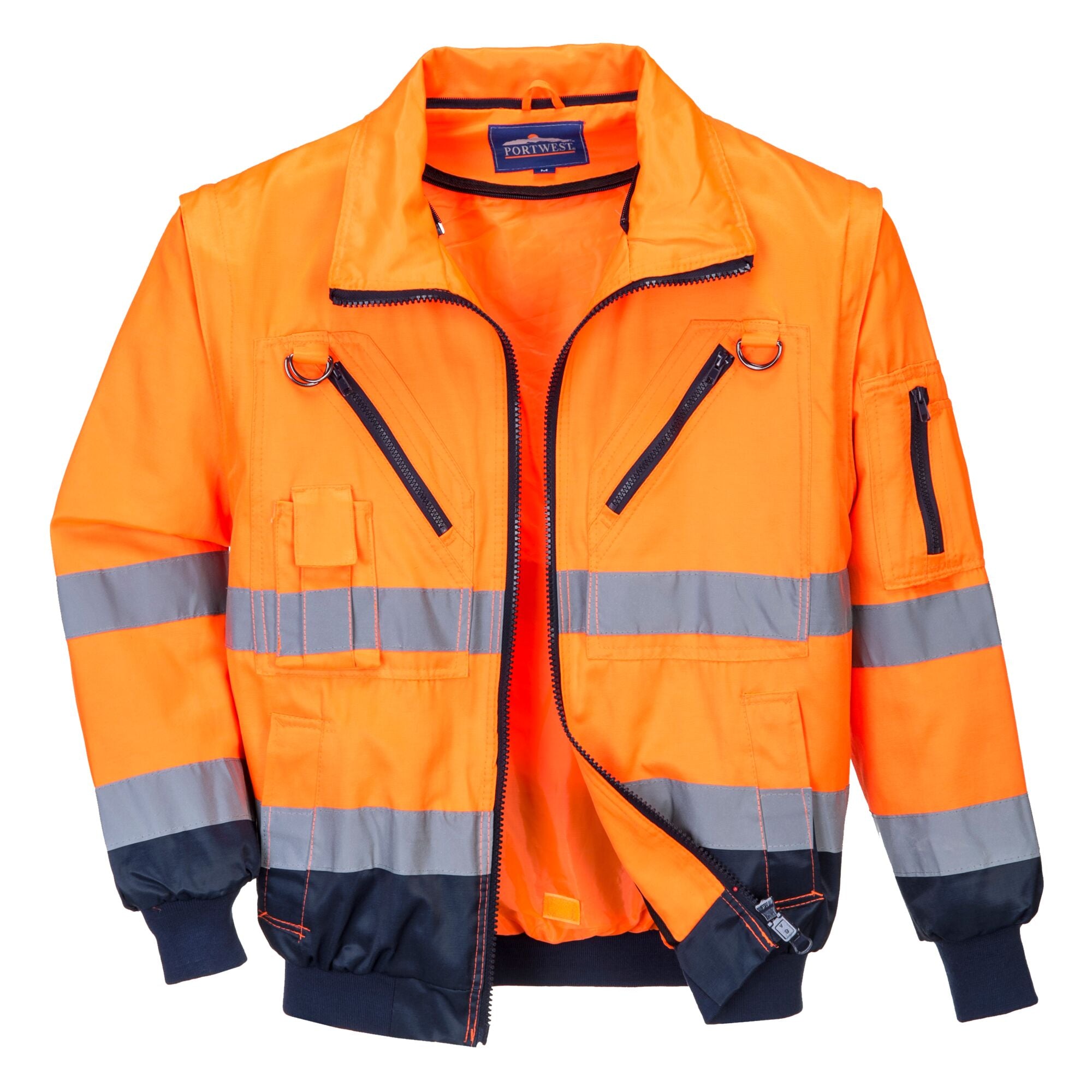 Hi-Vis 3-in-1 Pilotjack - Oranje/Marine - opname 4