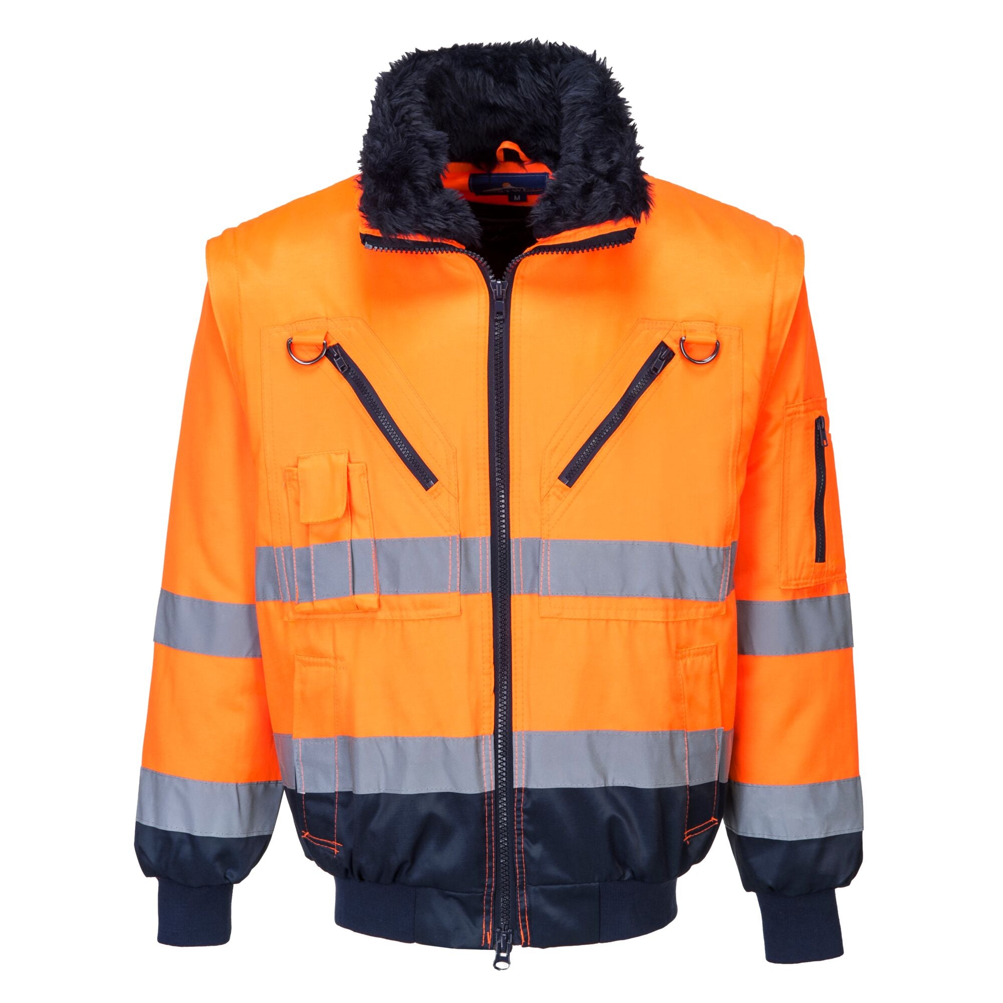Hi-Vis 3-in-1 Pilotjack - Oranje/Marine - opname 6
