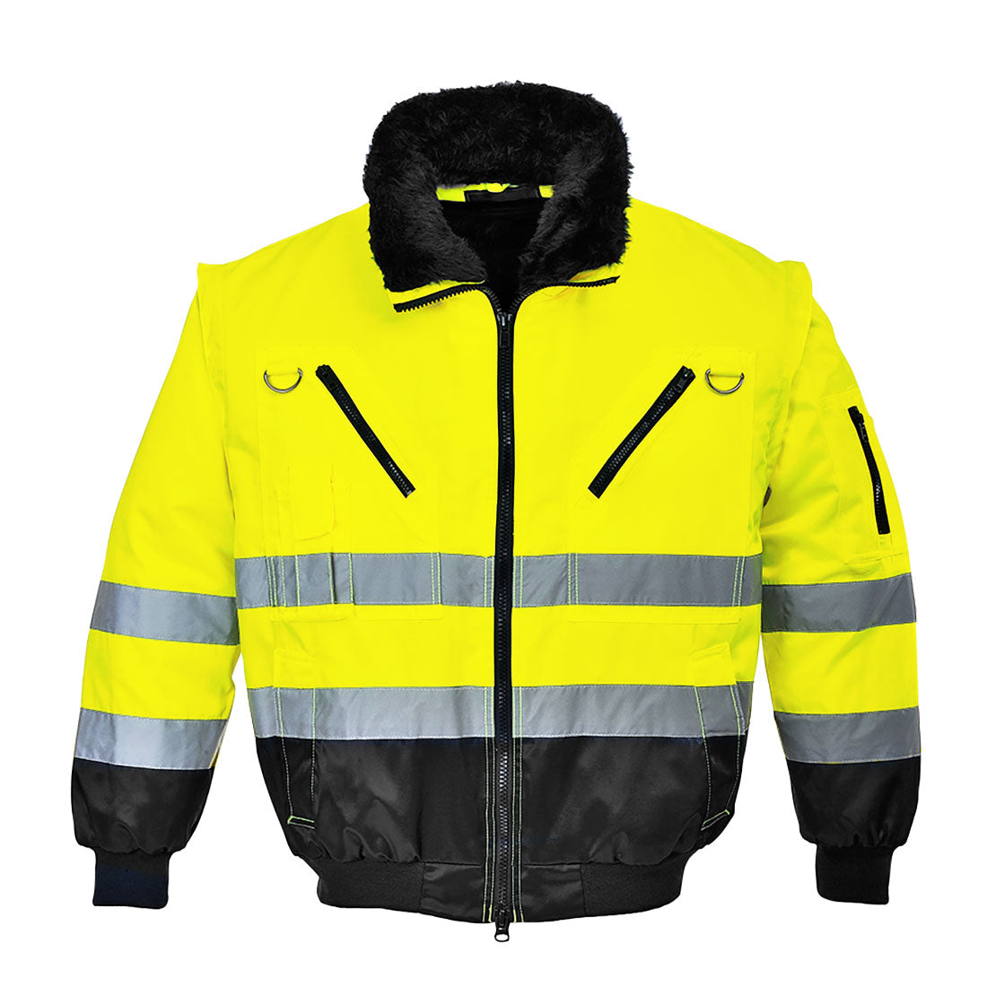 Hi-Vis 3-in-1 Contrast Pilot Jacket - Yellow/Black