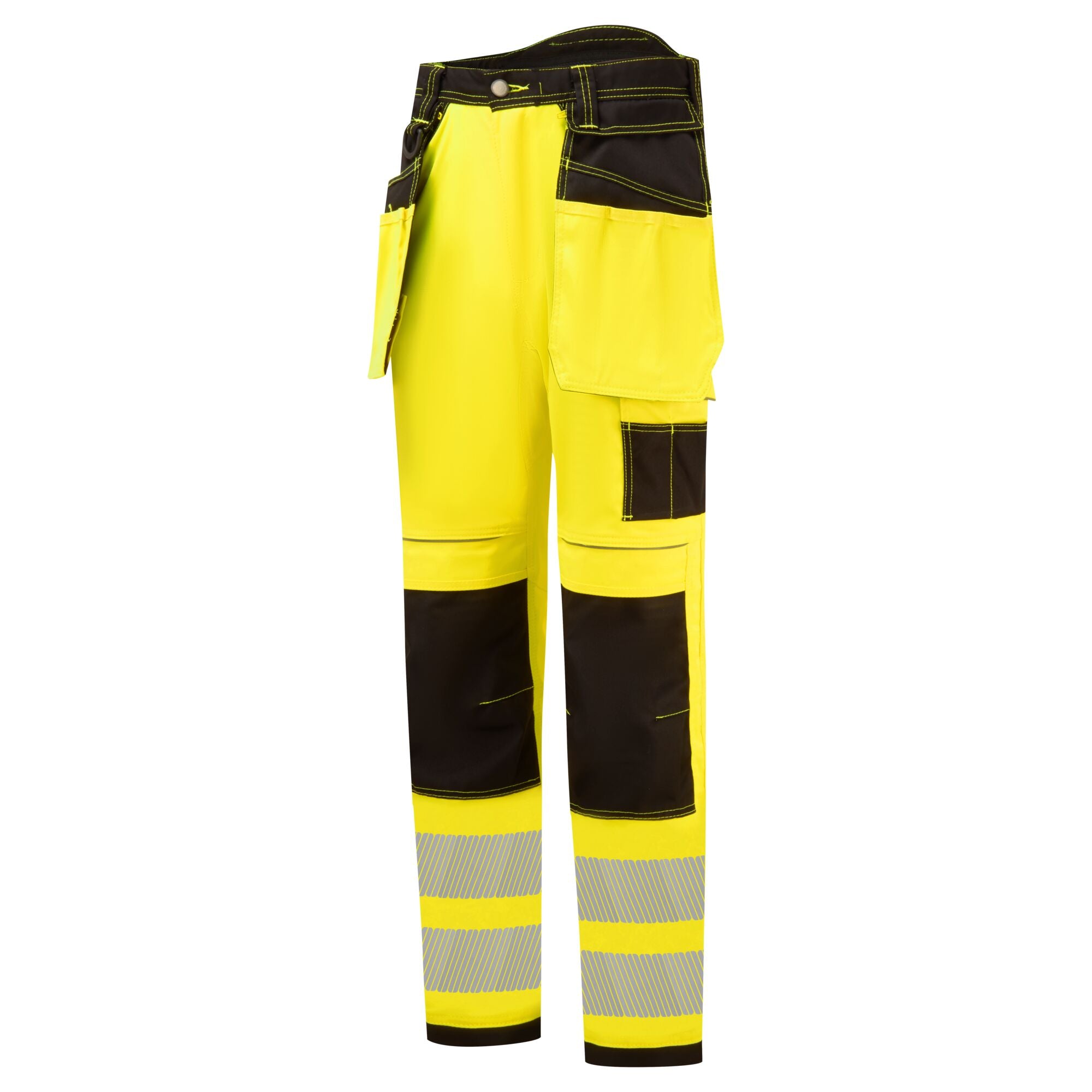 PW3 Hi-Vis Stretch Broek met Holsterzakken - Geel/Zwart - opname 2