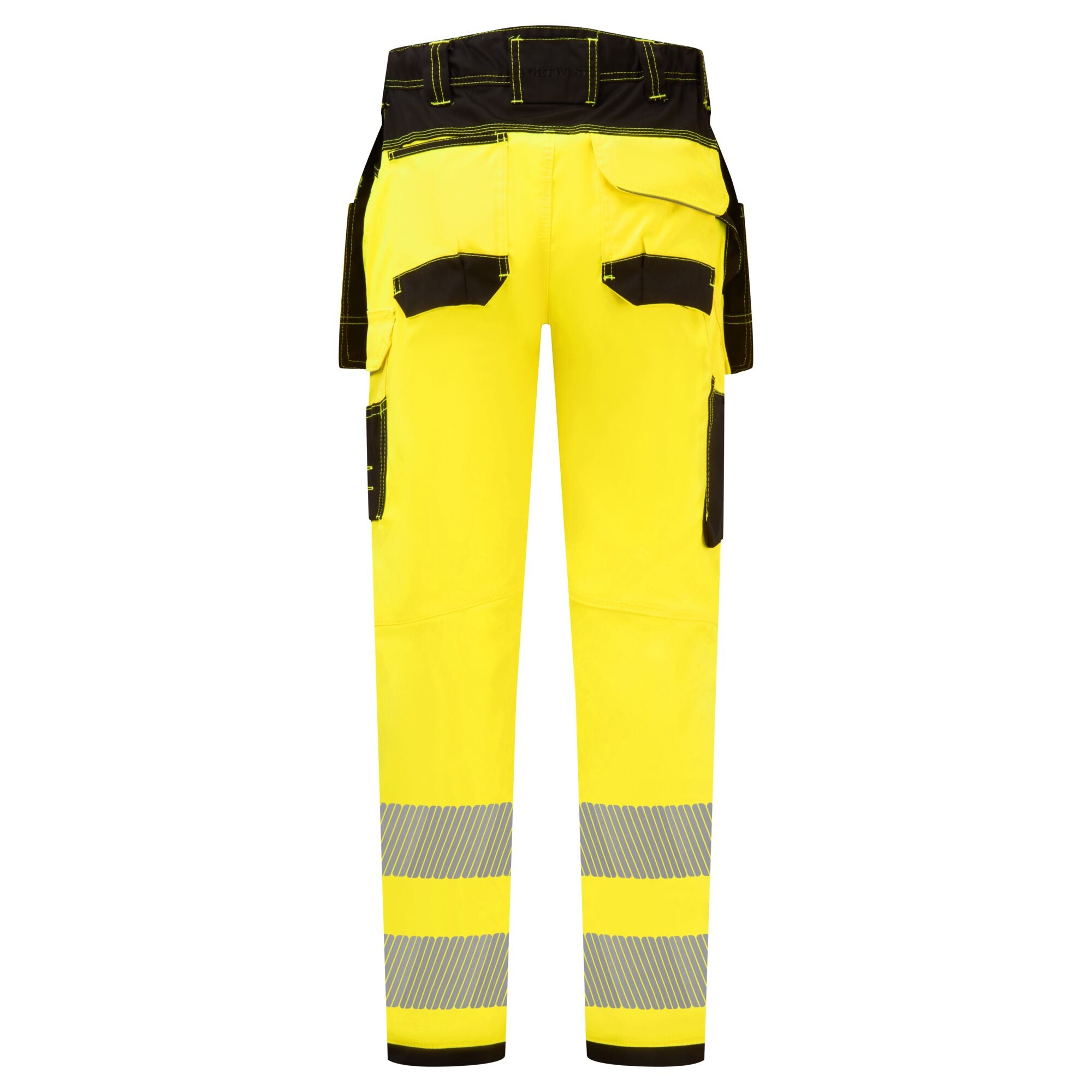 PW3 Hi-Vis Stretch Broek met Holsterzakken - Geel/Zwart - achterkant