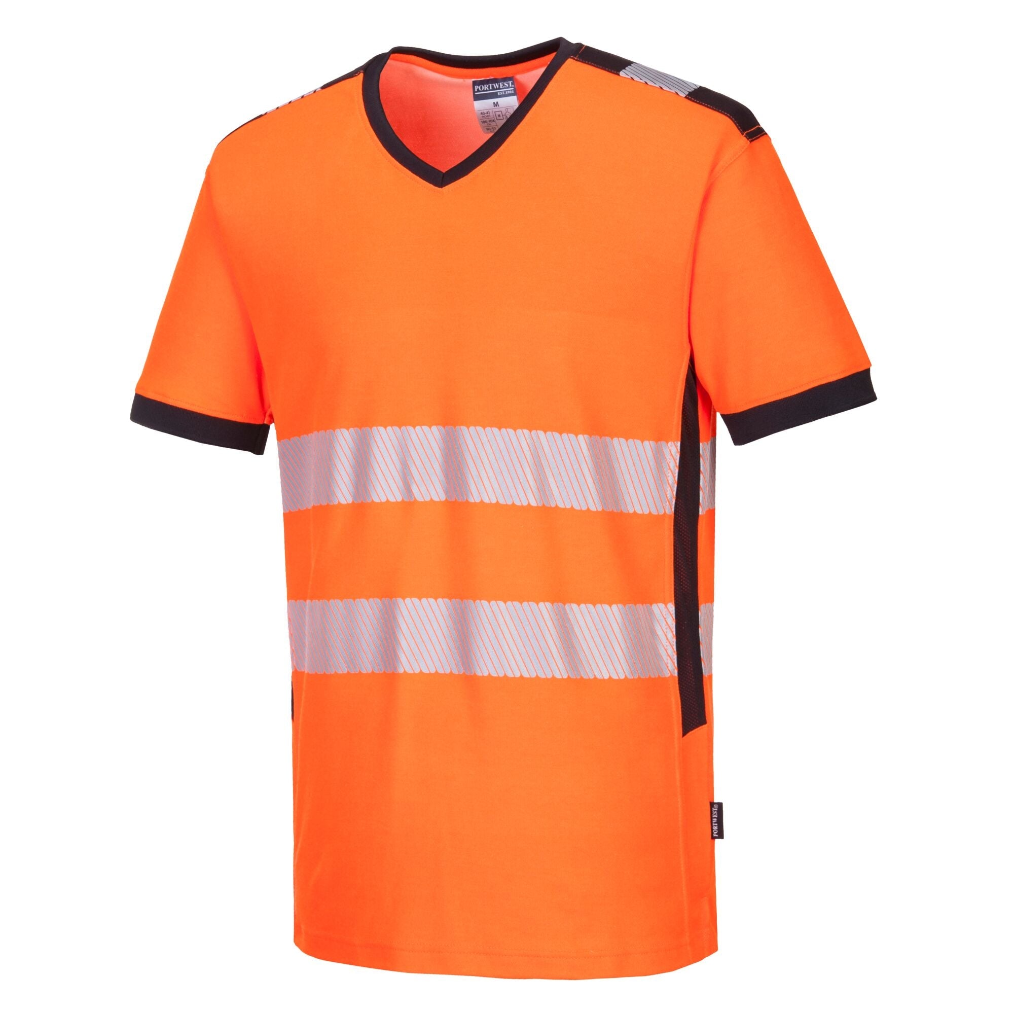 PW3 Hi-Vis T-shirt met V-hals - Oranje/Zwart - opname 2