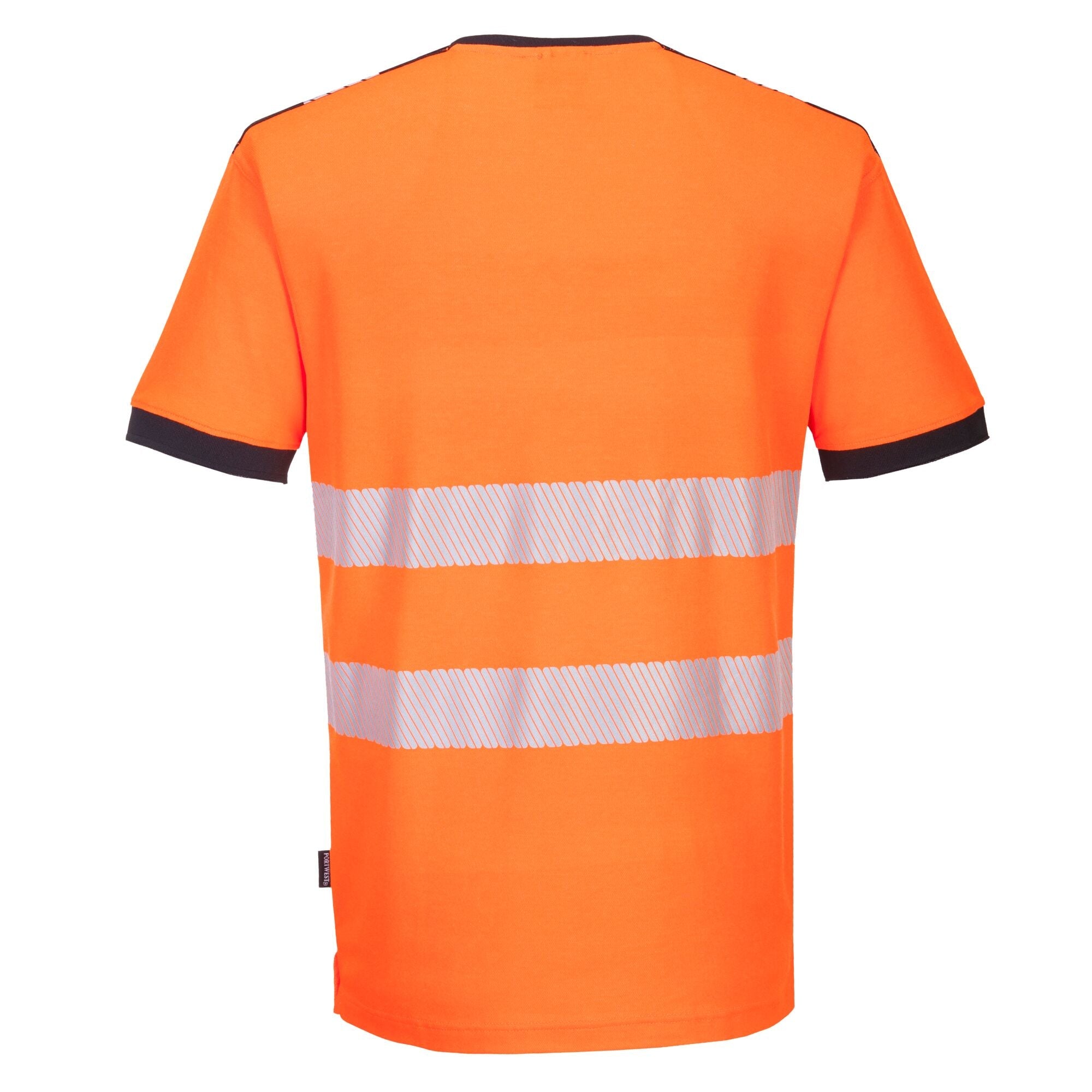 PW3 Hi-Vis T-shirt met V-hals - Oranje/Zwart - achterkant