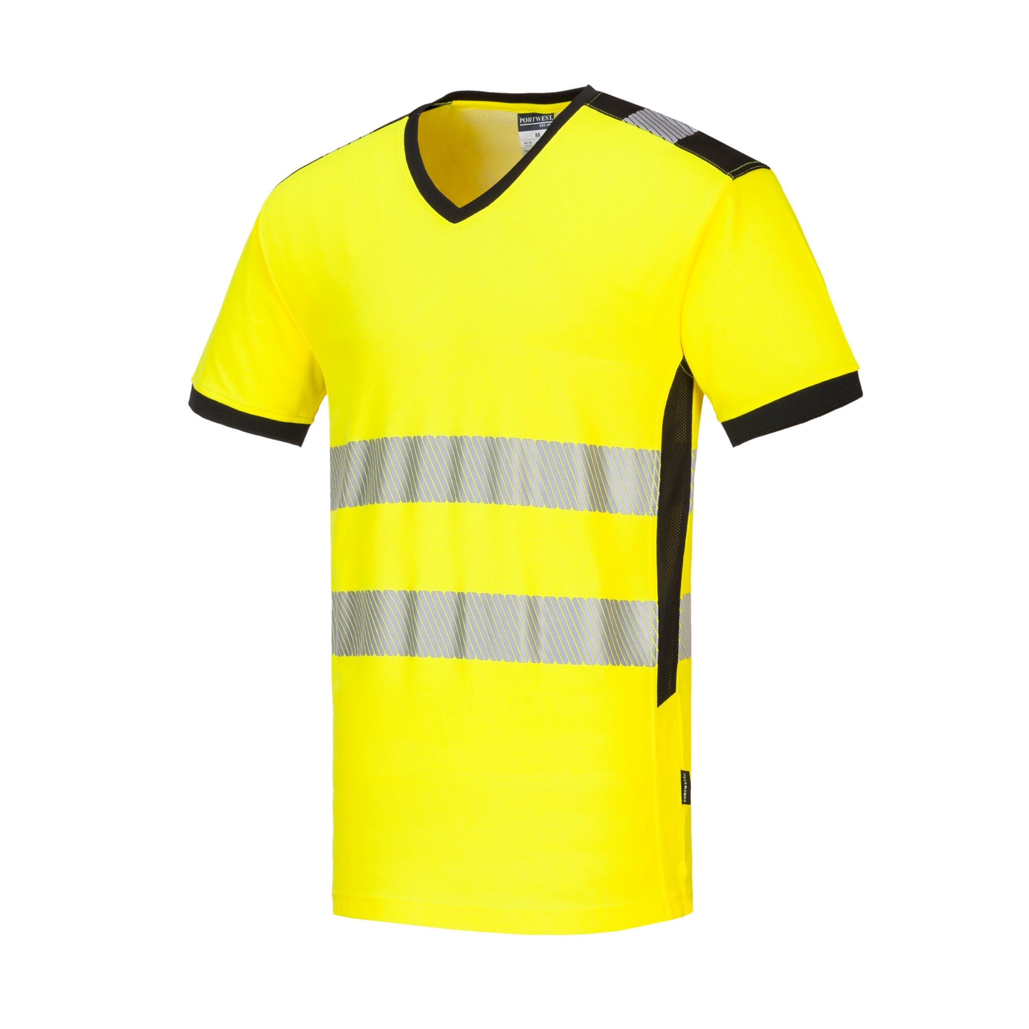 PW3 Hi-Vis T-shirt met V-hals - Geel/Zwart - opname 2