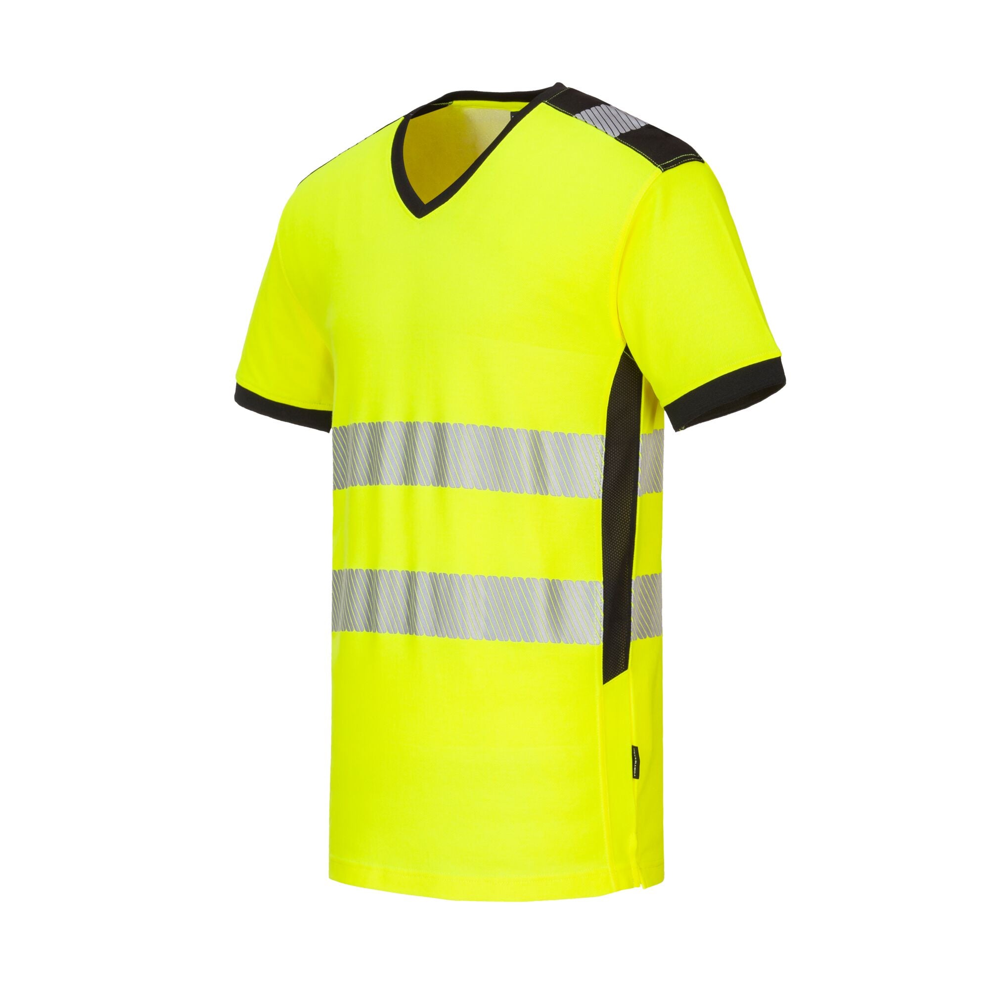 PW3 Hi-Vis T-shirt met V-hals - Geel/Zwart - opname 3