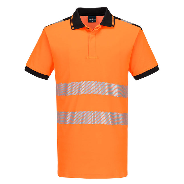 PW3 Hi-Vis Polo Shirt S/S - Orange/Black