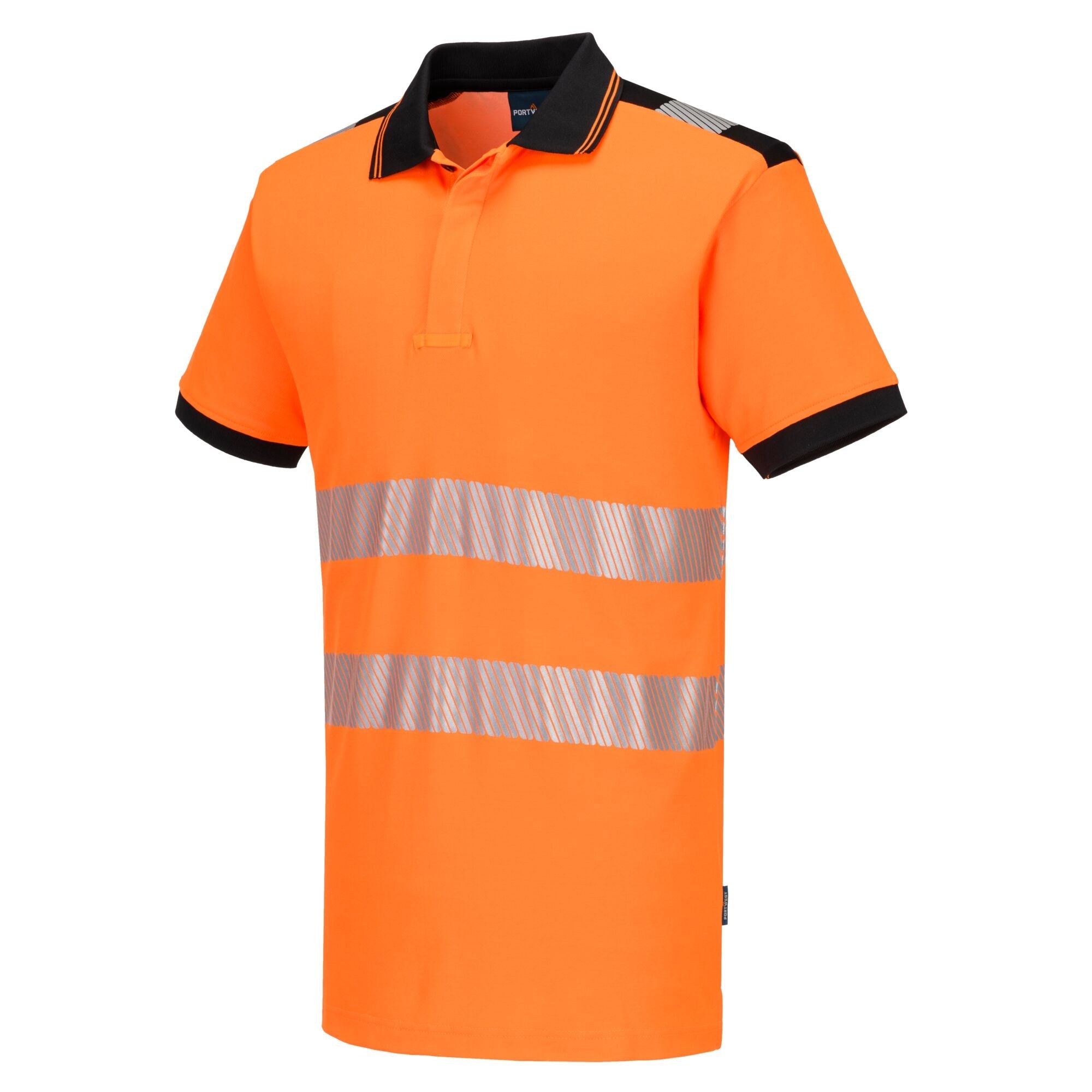 PW3 Hi-Vis Katoen comfort Poloshirt Korte Mouw - Oranje/Zwart - opname 2