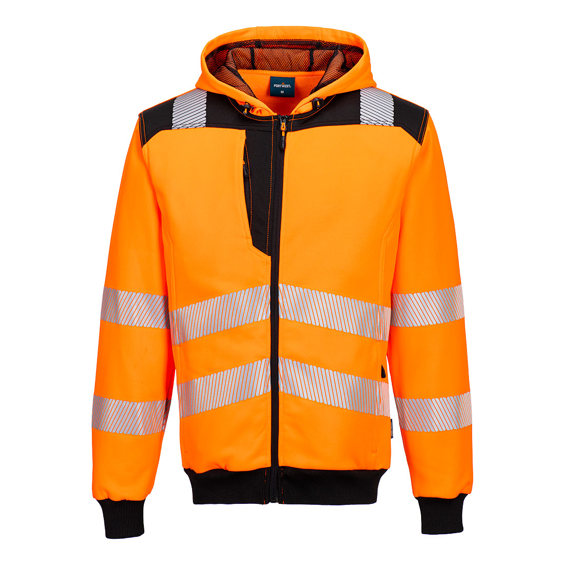 PW3 Hi-Vis Zip Hoodie - Orange/Black