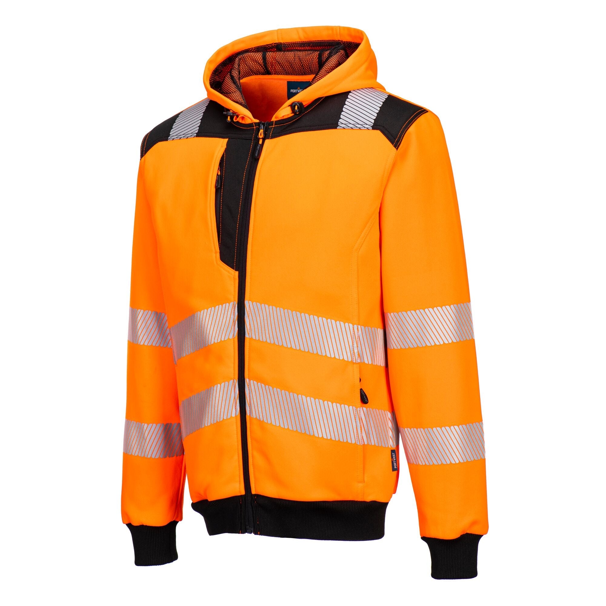 PW3 Hi-Vis Hoodie met rits - Oranje/Zwart - opname 2