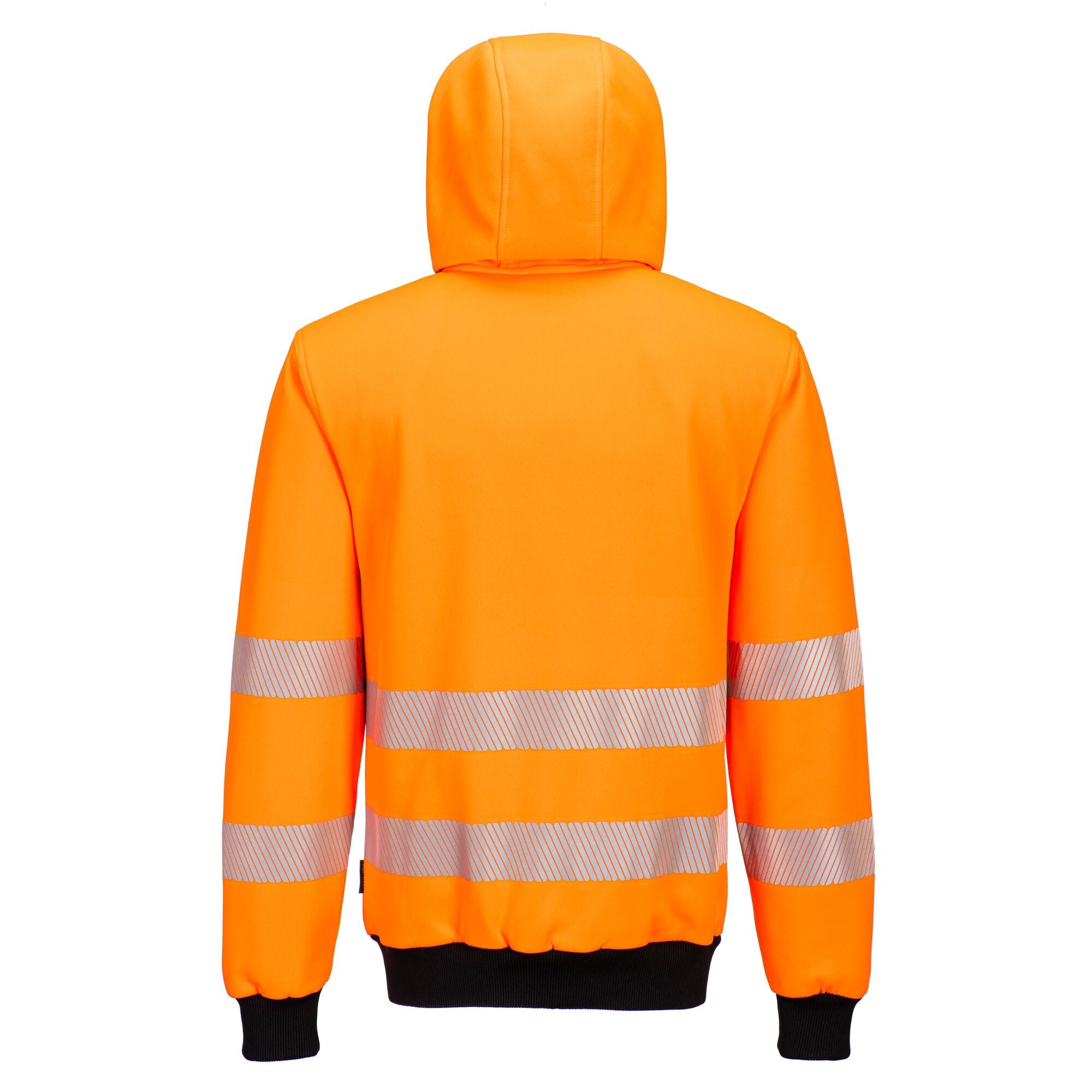 PW3 Hi-Vis Hoodie met rits - Oranje/Zwart - achterkant
