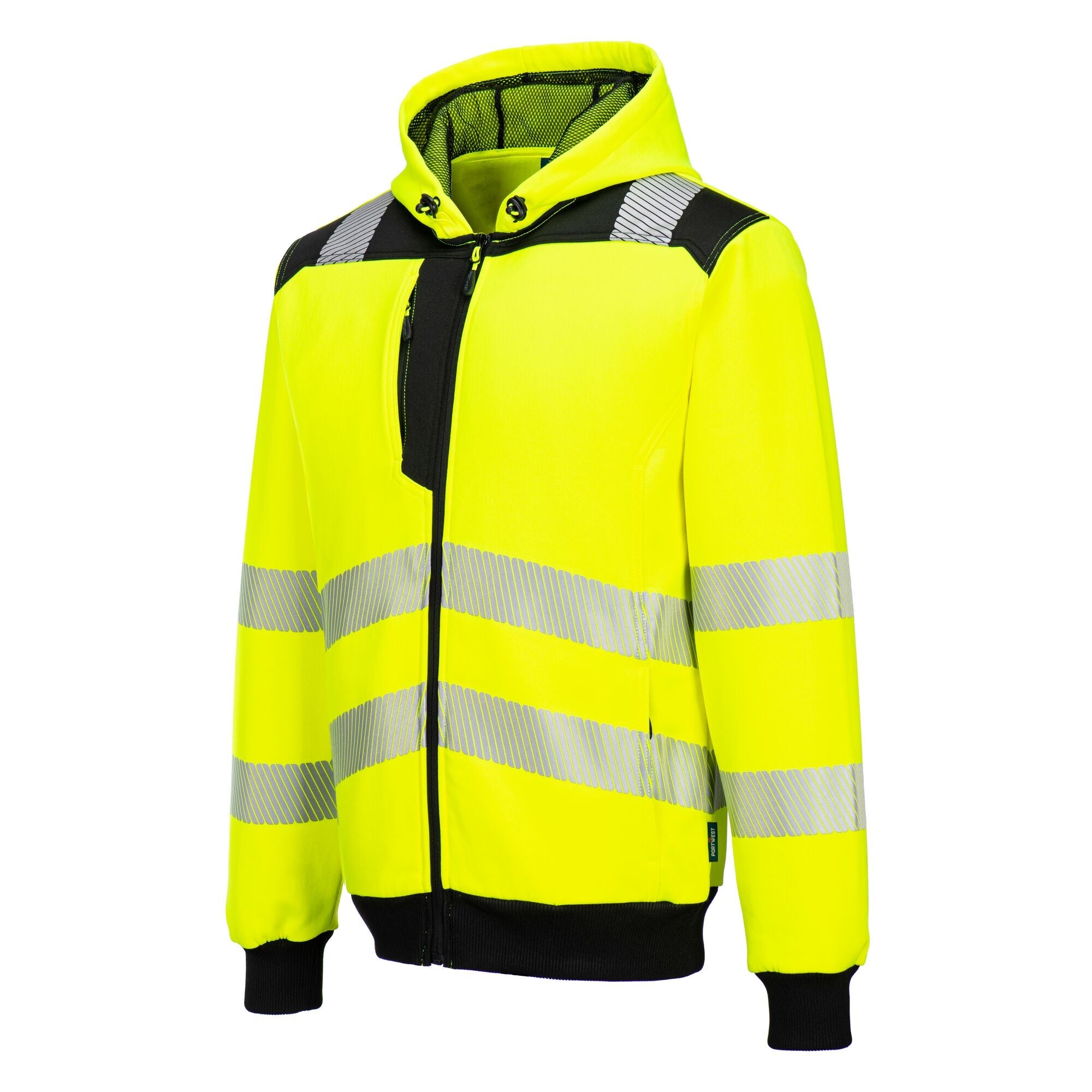 PW3 Hi-Vis Hoodie met rits - Geel/Zwart - opname 2