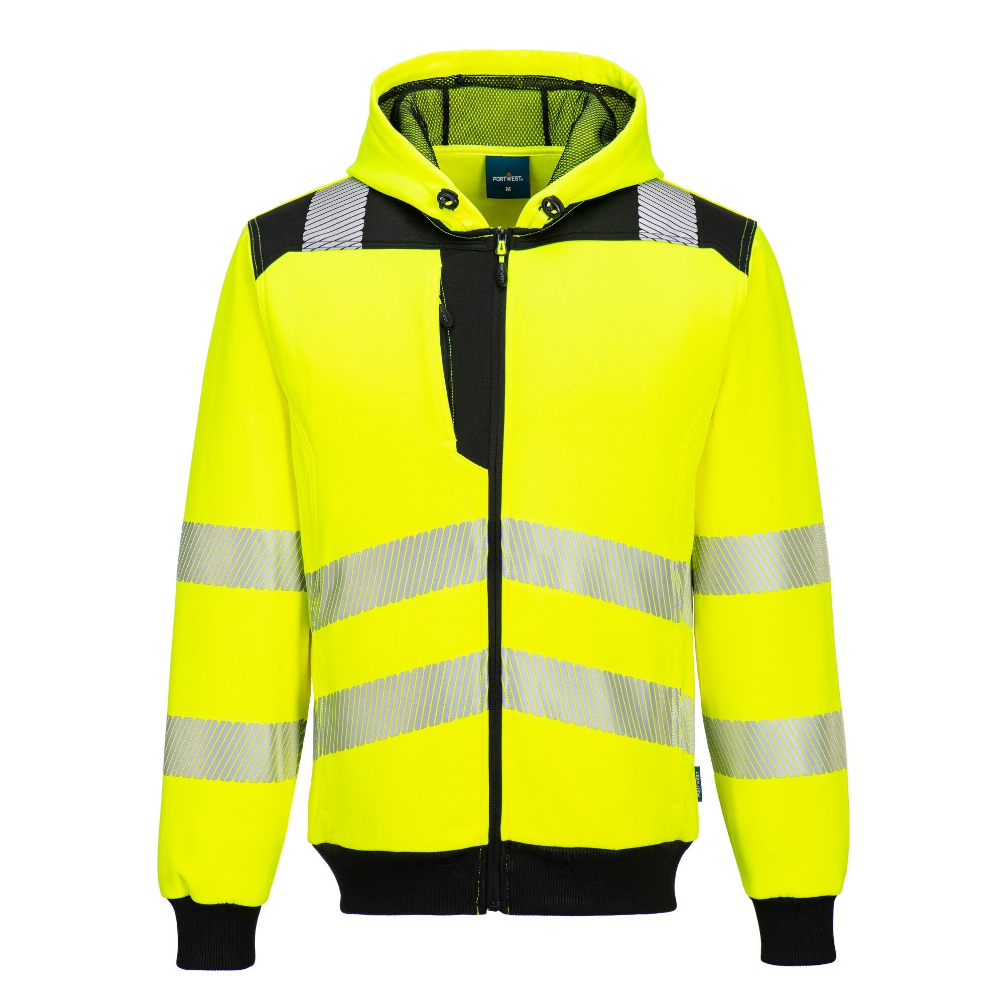 PW3 Hi-Vis Hoodie met rits - Geel/Zwart
