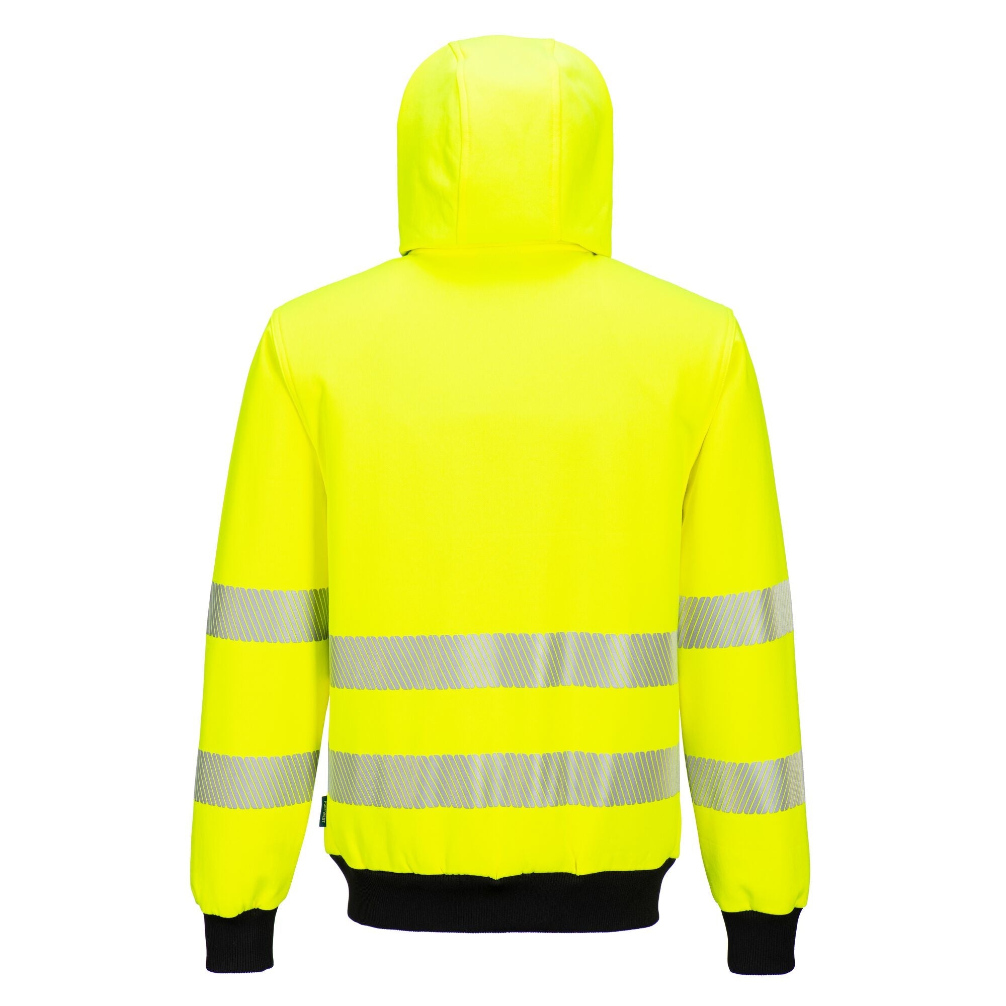 PW3 Hi-Vis Hoodie met rits - Geel/Zwart - achterkant