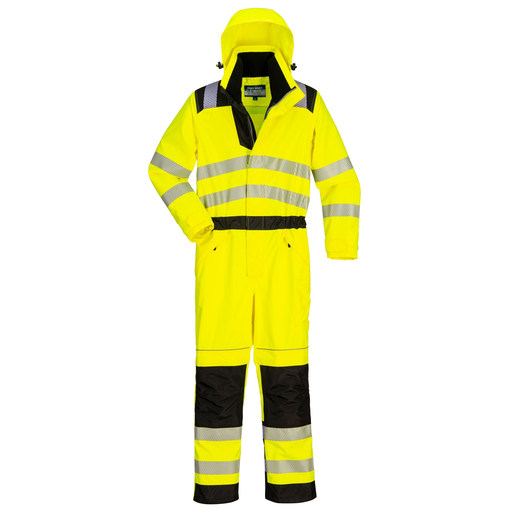 PW3 Hi-Vis Regenoverall - Geel/Zwart - voorkant