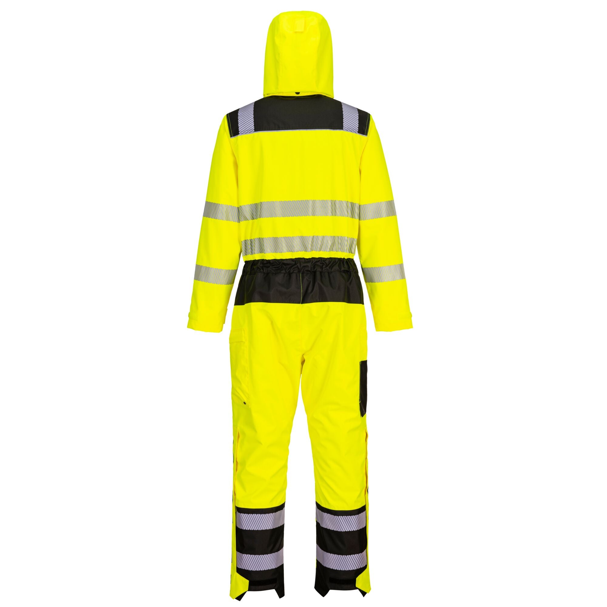 PW3 Hi-Vis Regenoverall - Geel/Zwart - achterkant