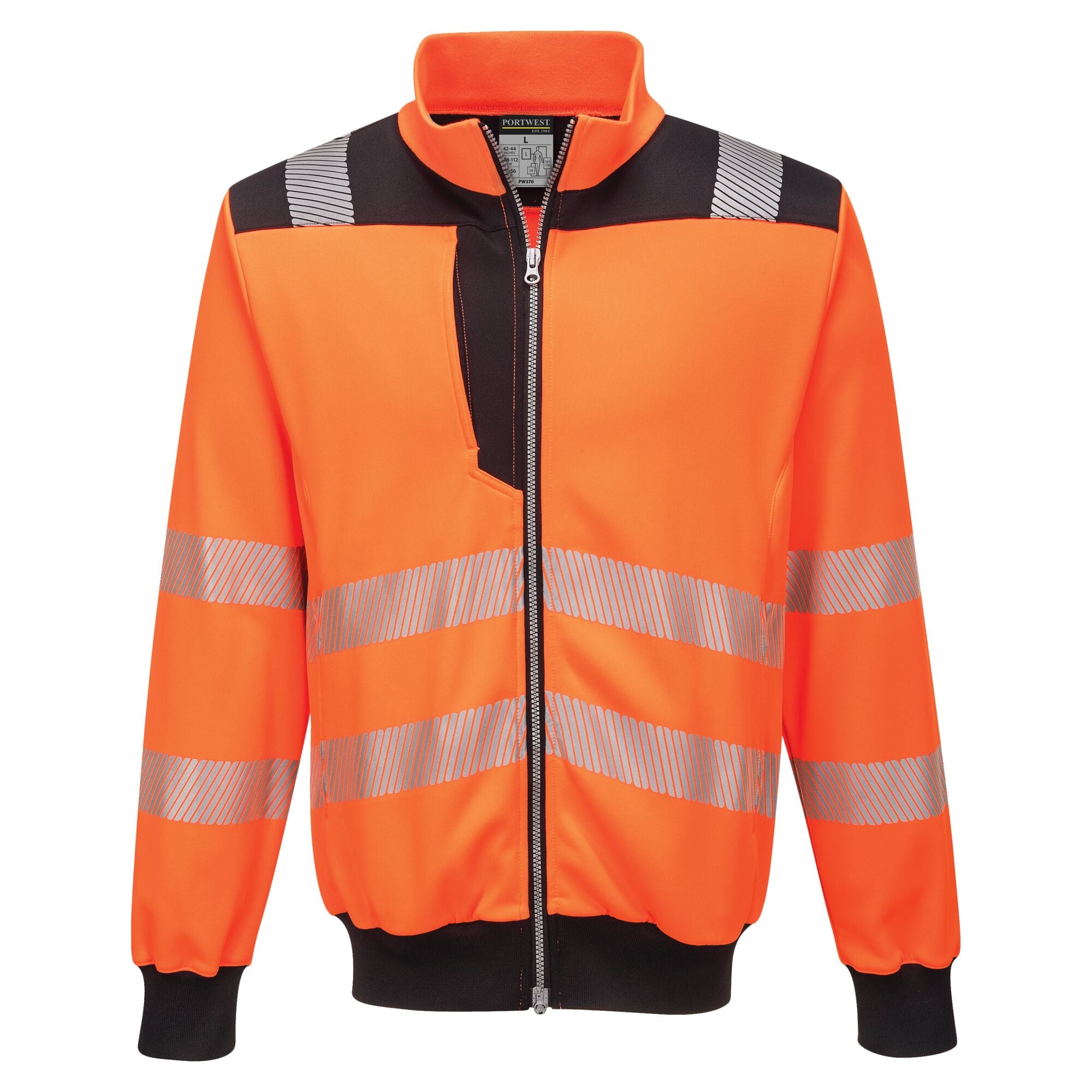 PW3 Hi-Vis sweatshirt met rits - Oranje/Zwart