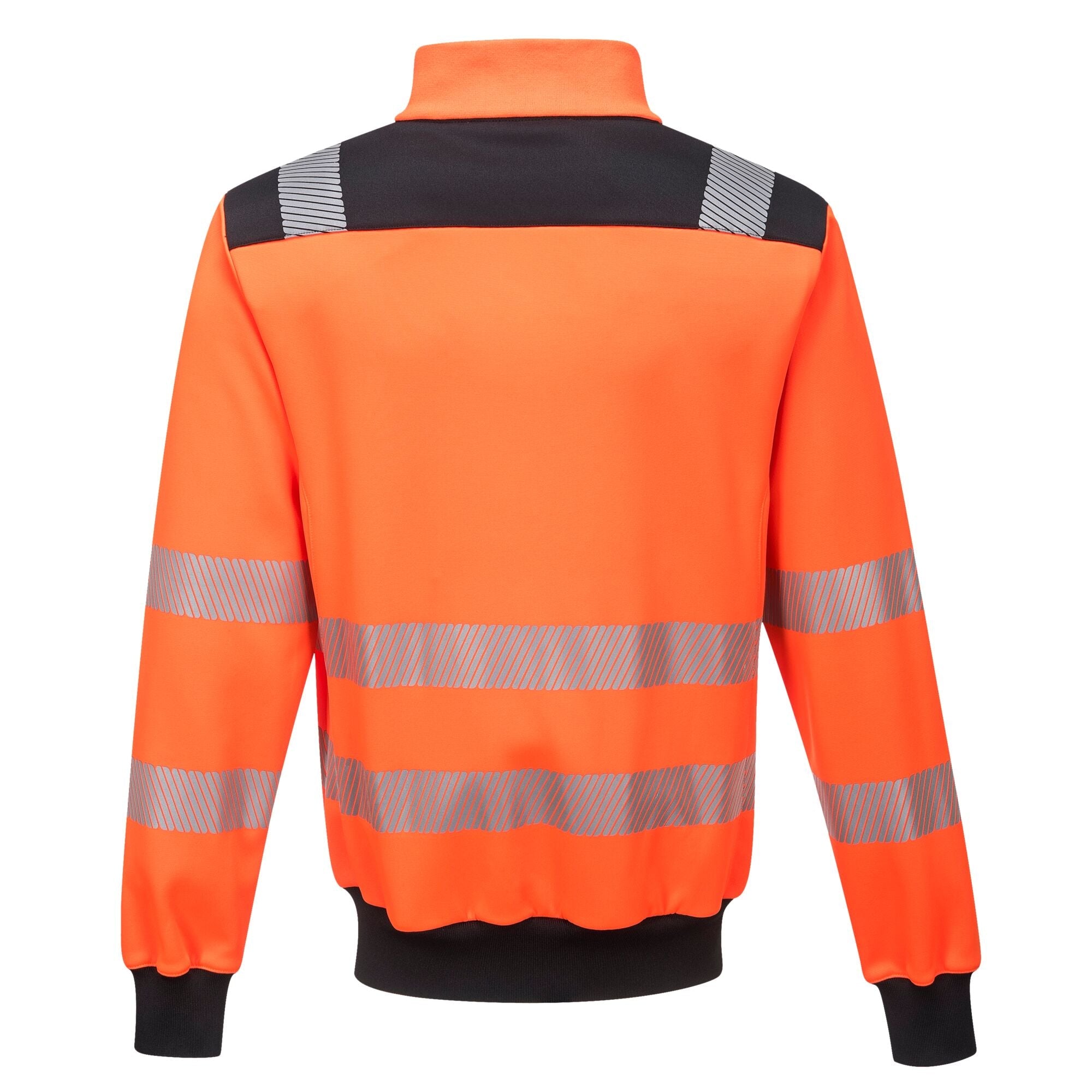 PW3 Hi-Vis sweatshirt met rits - Oranje/Zwart - achterkant