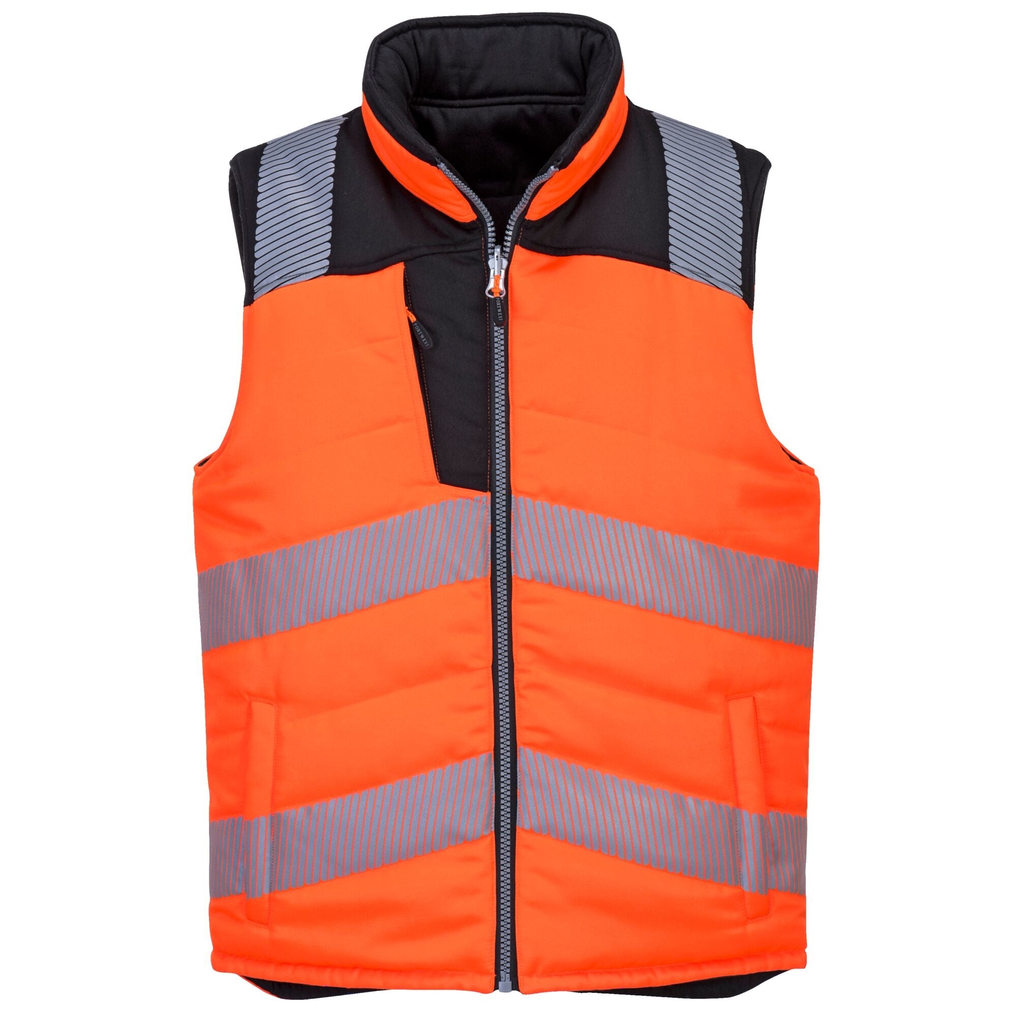 PW3 Hoge zichtbaarheid Bodywarmer 2-zijdig draagbaar - Oranje/Zwart