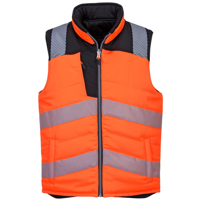 PW3 Hoge zichtbaarheid Bodywarmer 2-zijdig draagbaar - Oranje/Zwart
