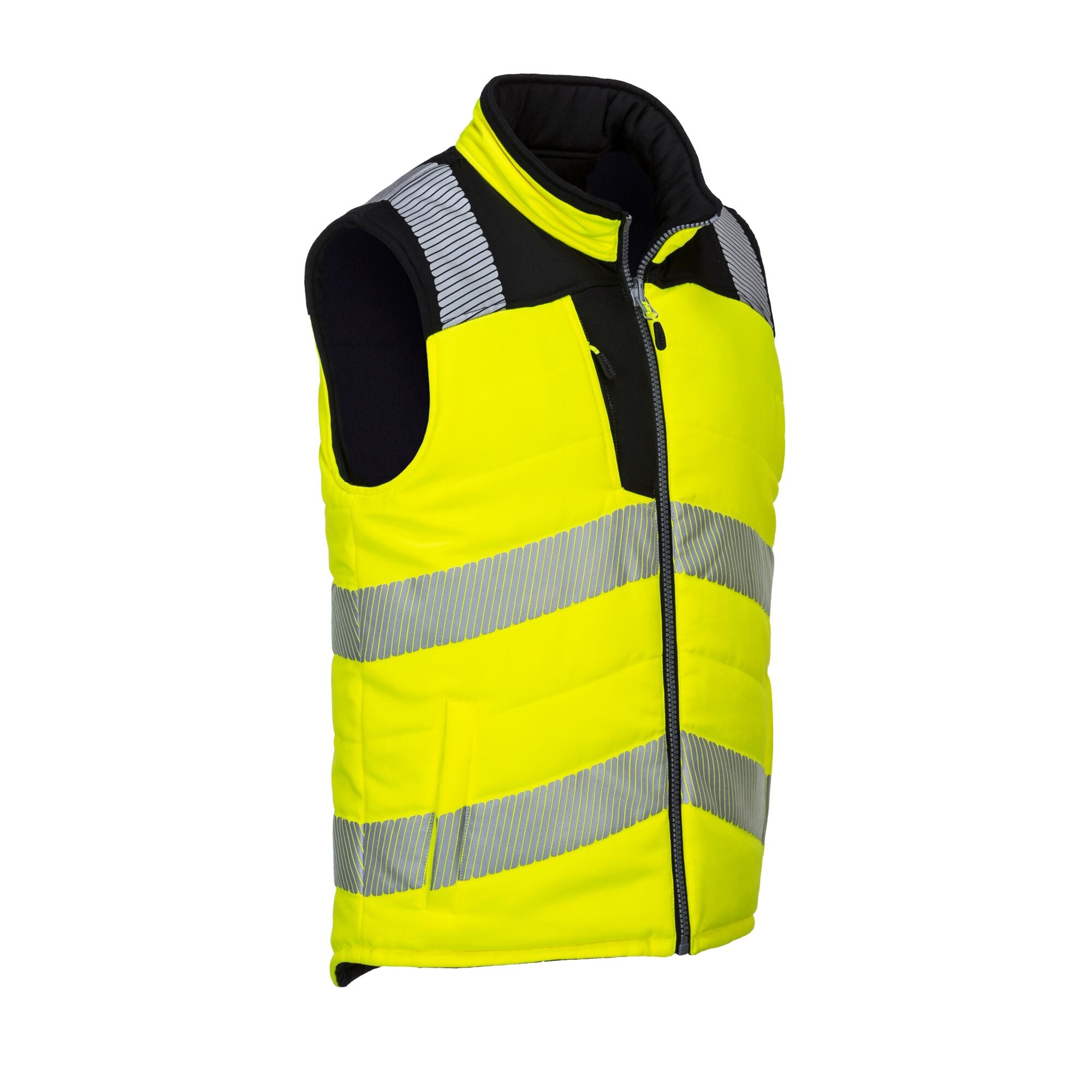 PW3 Hoge zichtbaarheid Bodywarmer 2-zijdig draagbaar - Geel/Zwart - opname 2