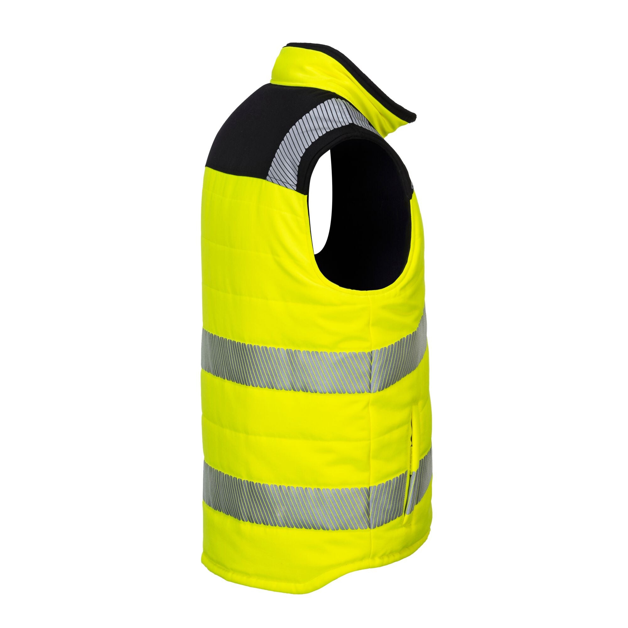 PW3 Hoge zichtbaarheid Bodywarmer 2-zijdig draagbaar - Geel/Zwart - opname 5