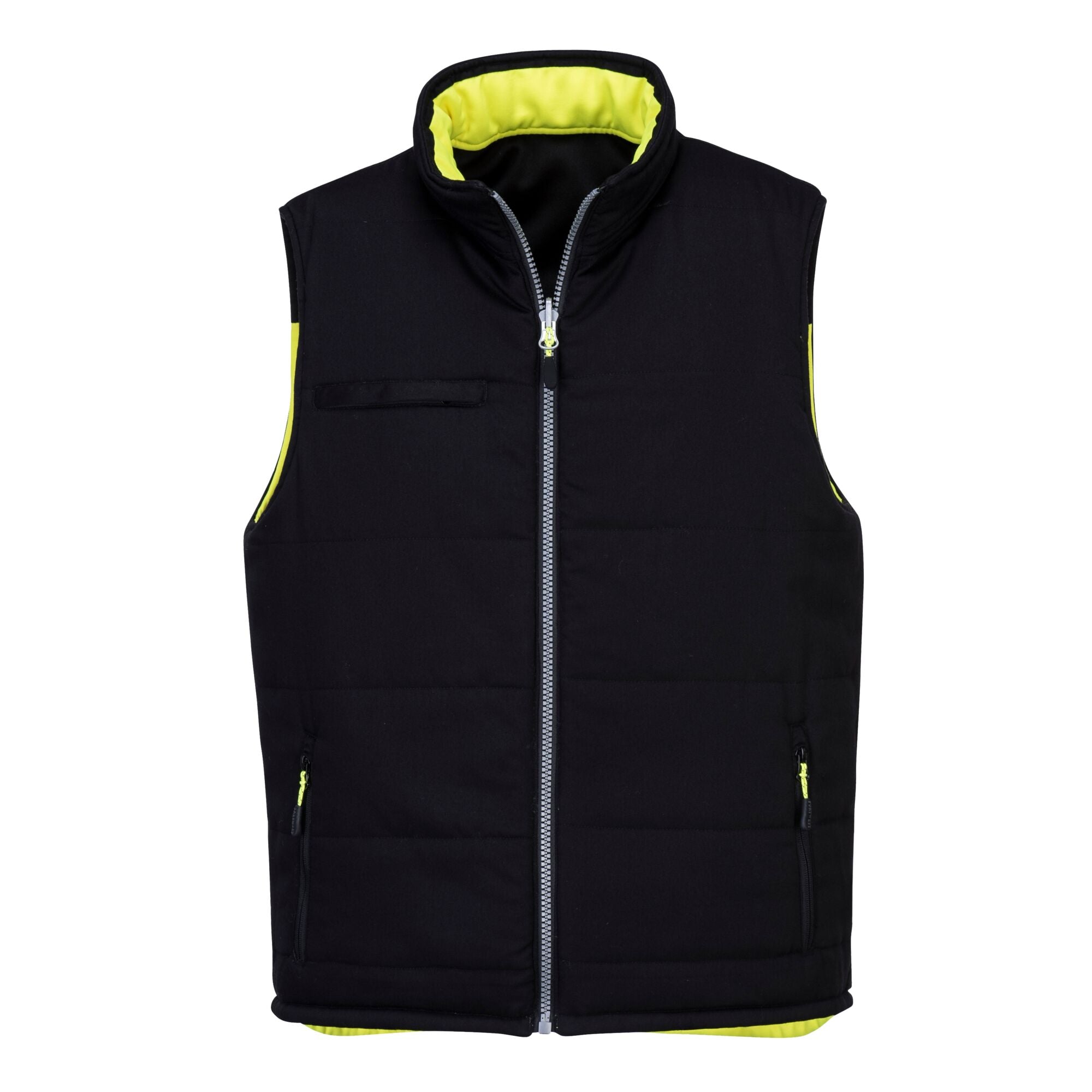 PW3 Hoge zichtbaarheid Bodywarmer 2-zijdig draagbaar - Geel/Zwart - opname 6
