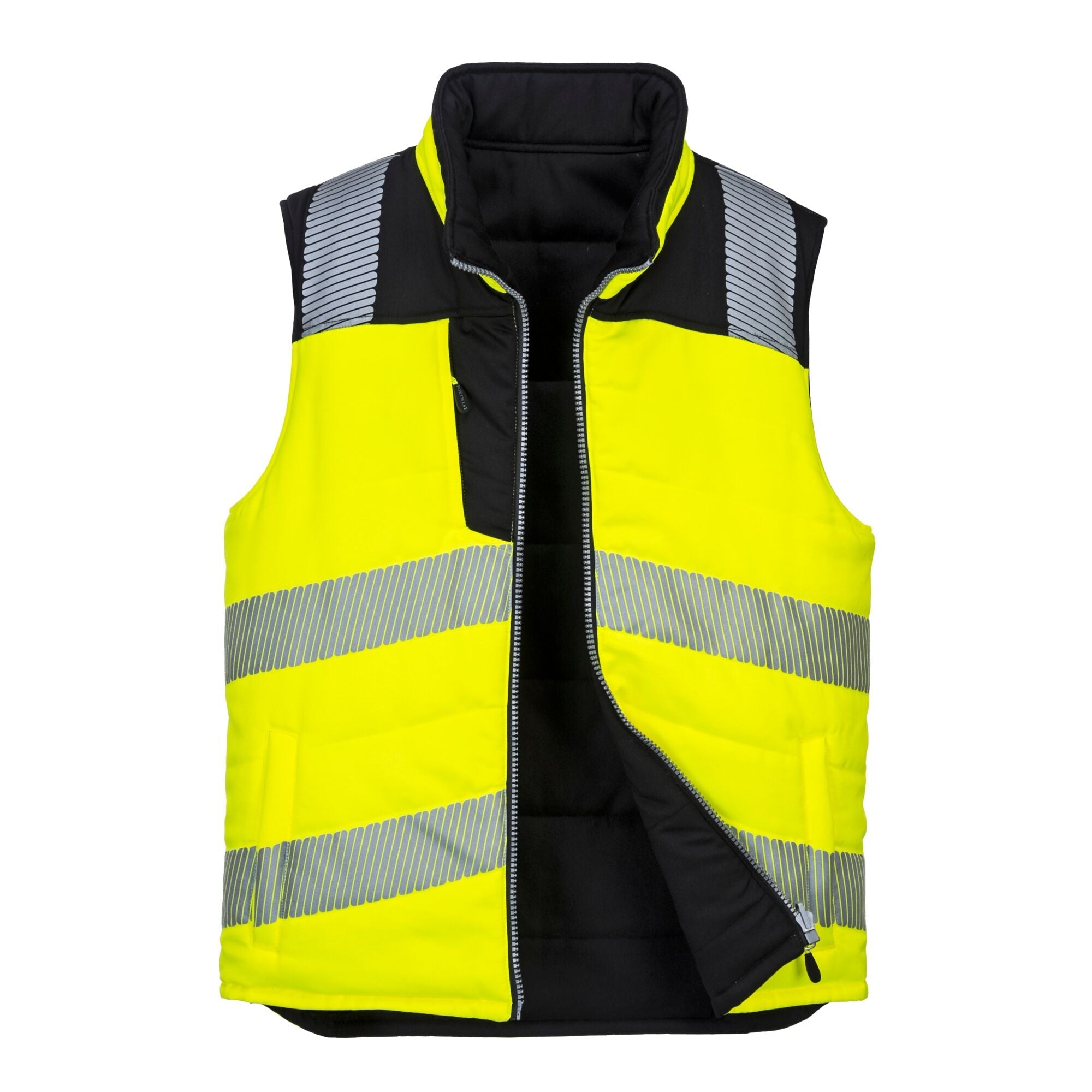 PW3 Hoge zichtbaarheid Bodywarmer 2-zijdig draagbaar - Geel/Zwart - opname 8