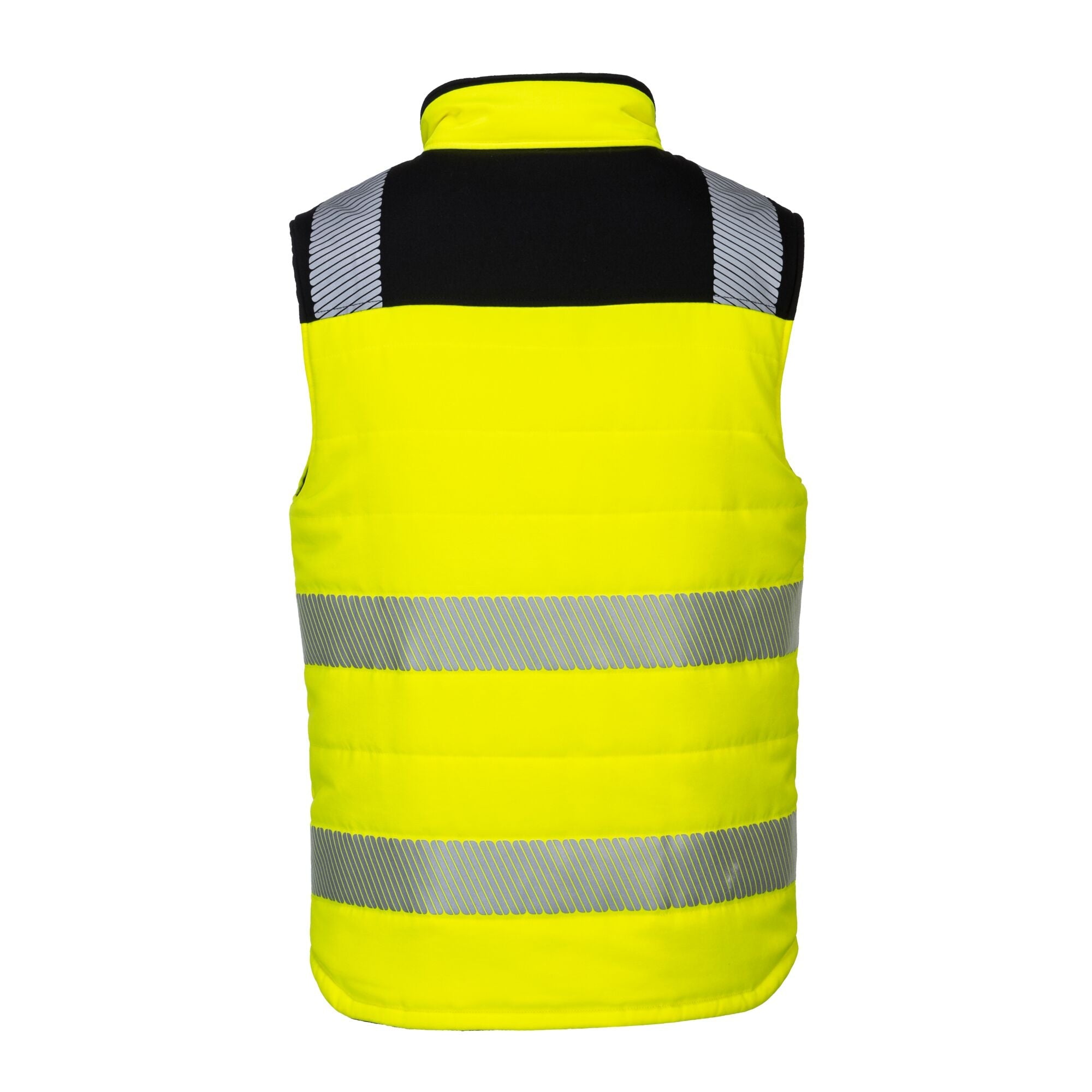 PW3 Hoge zichtbaarheid Bodywarmer 2-zijdig draagbaar - Geel/Zwart - achterkant