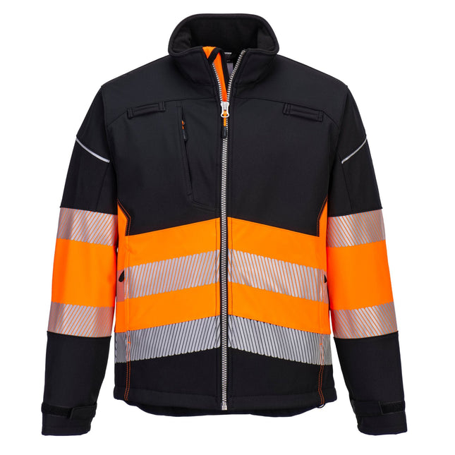 PW3 Hi-Vis Softshell jas (3L) Klasse 1 - Zwart/Oranje