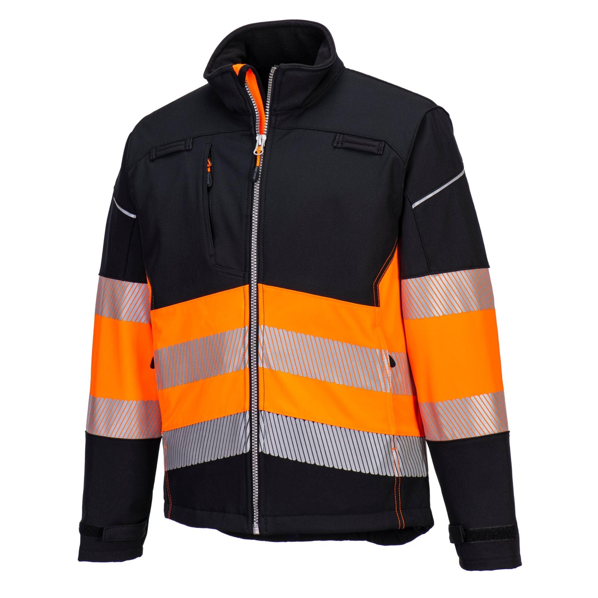 PW3 Hi-Vis Softshell jas (3L) Klasse 1 - Zwart/Oranje - opname 2