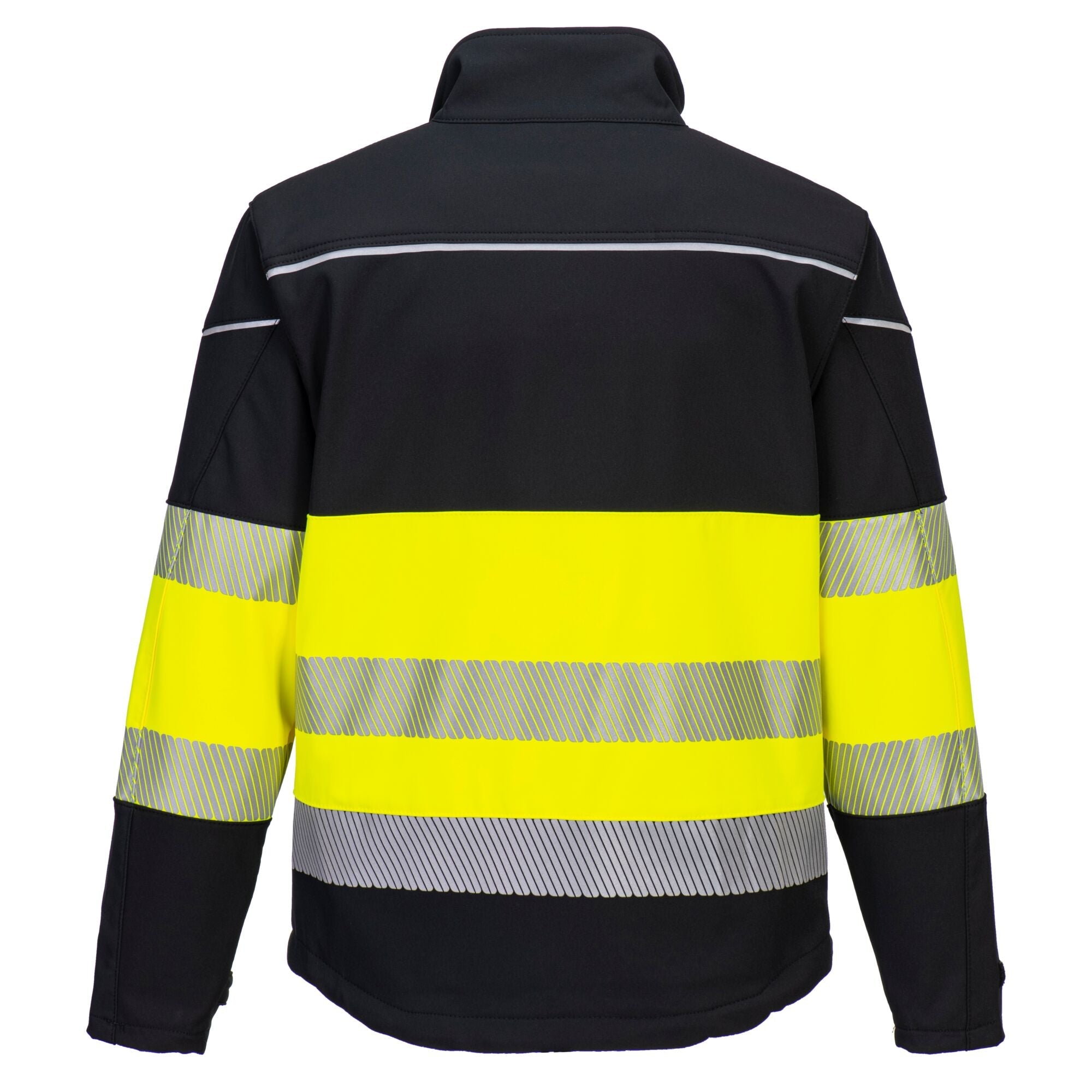 PW3 Hi-Vis Softshell jas (3L) Klasse 1 - Zwart/geel - achterkant
