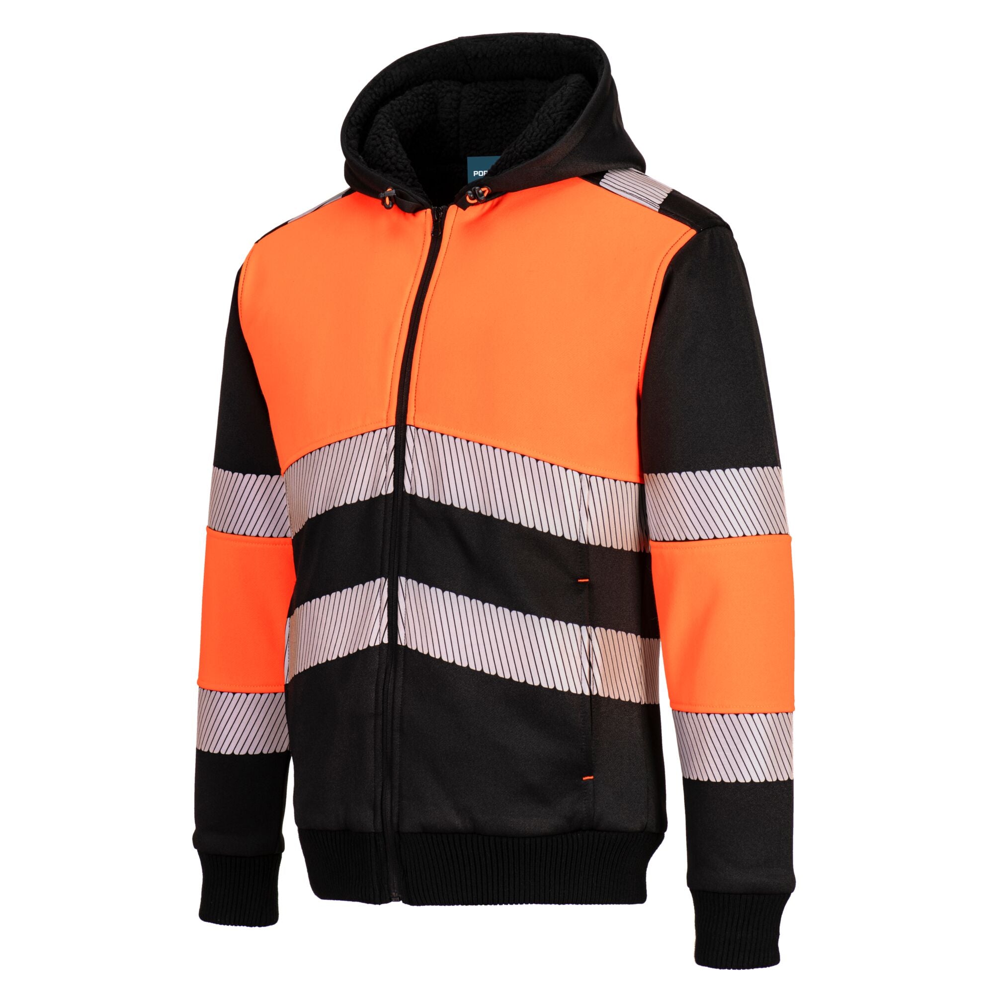 PW3 Klasse 1 Winter Hoodie met rits - Oranje/Zwart - opname 2