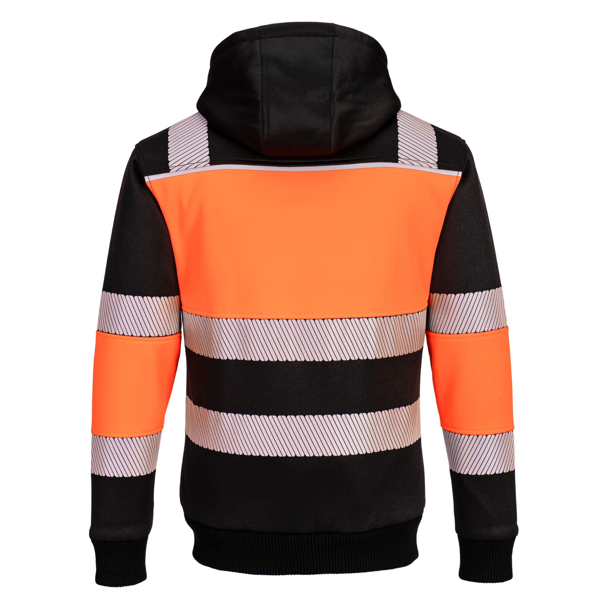 PW3 Klasse 1 Winter Hoodie met rits - Oranje/Zwart - achterkant