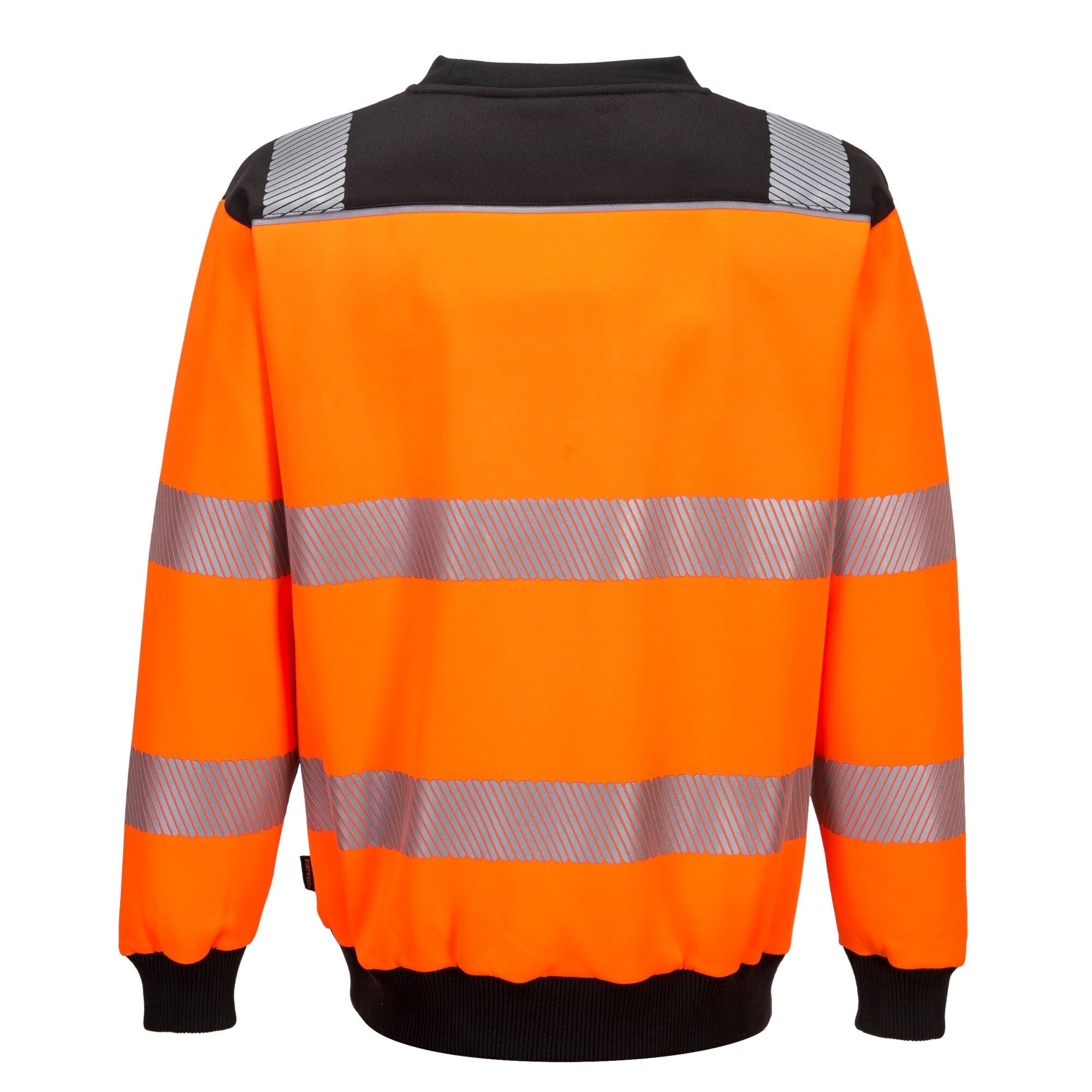 PW3 Hi-Vis Sweatshirt met ronde hals - Oranje/Zwart - achterkant