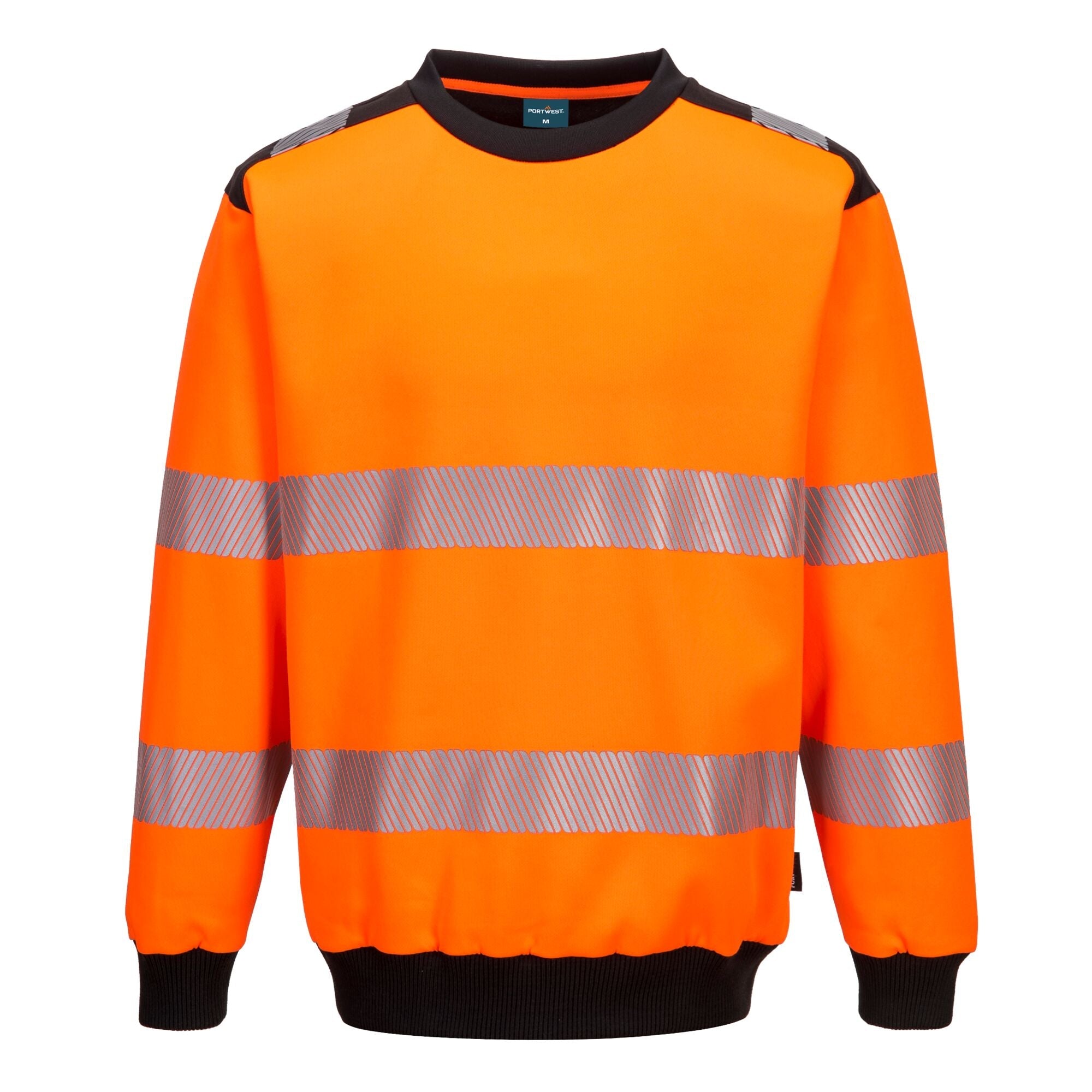 PW3 Hi-Vis Sweatshirt met ronde hals - Oranje/Zwart